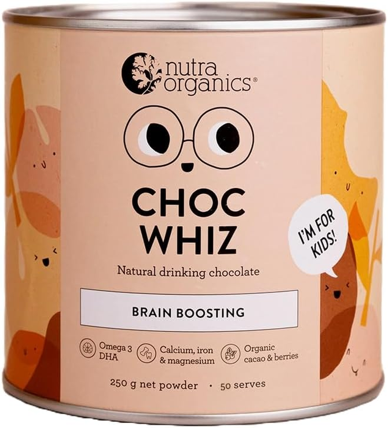Nutra Organics Choc Whiz Brain Boosting 250G | Wholefood Drink for Kids | Cognitive Function, Teeth & Bones, Energy & Growth Support (50 Serves) image number 6