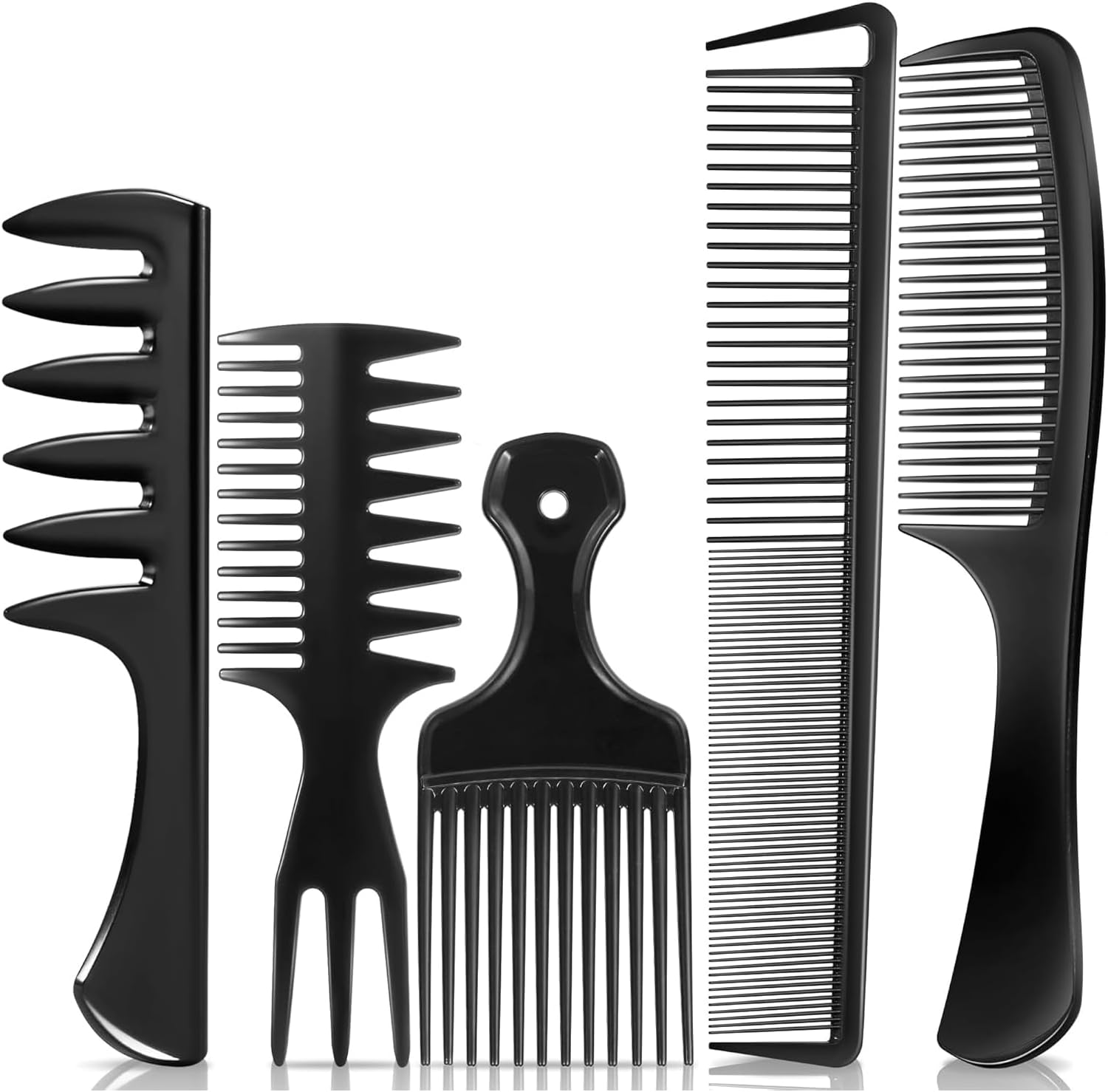 Xanthelle Comb Set, 5-Piece Curling Comb Set in Black for Men & Women, Styling Comb for Natural Curls, Beard, Haircut & Hairdressing Application image number 3