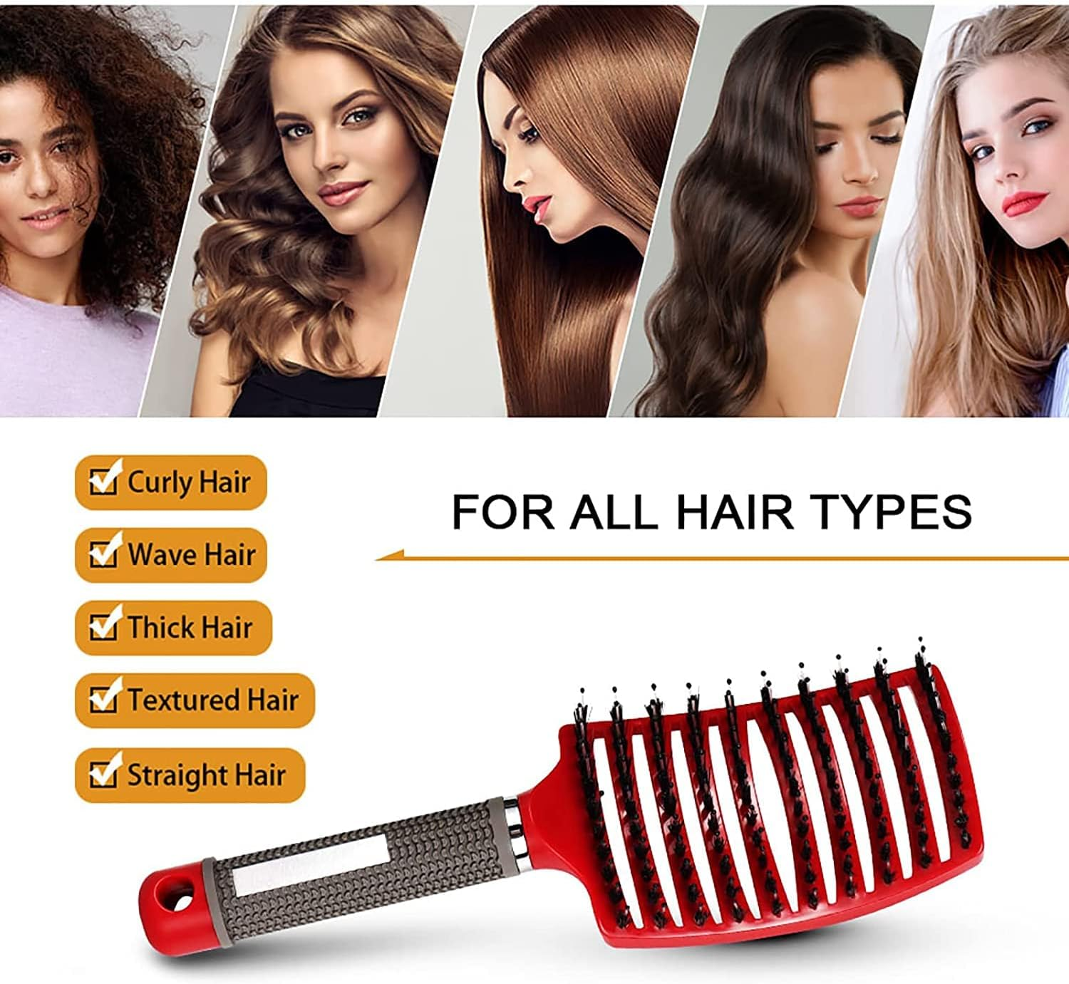 Magical Ultra Detangling Brush for Wet or Dry Hair, Detangler Brush, Fast Drying Styling Massage Hairbrush for Men, Women and Kids (Black) - Gold image number 7