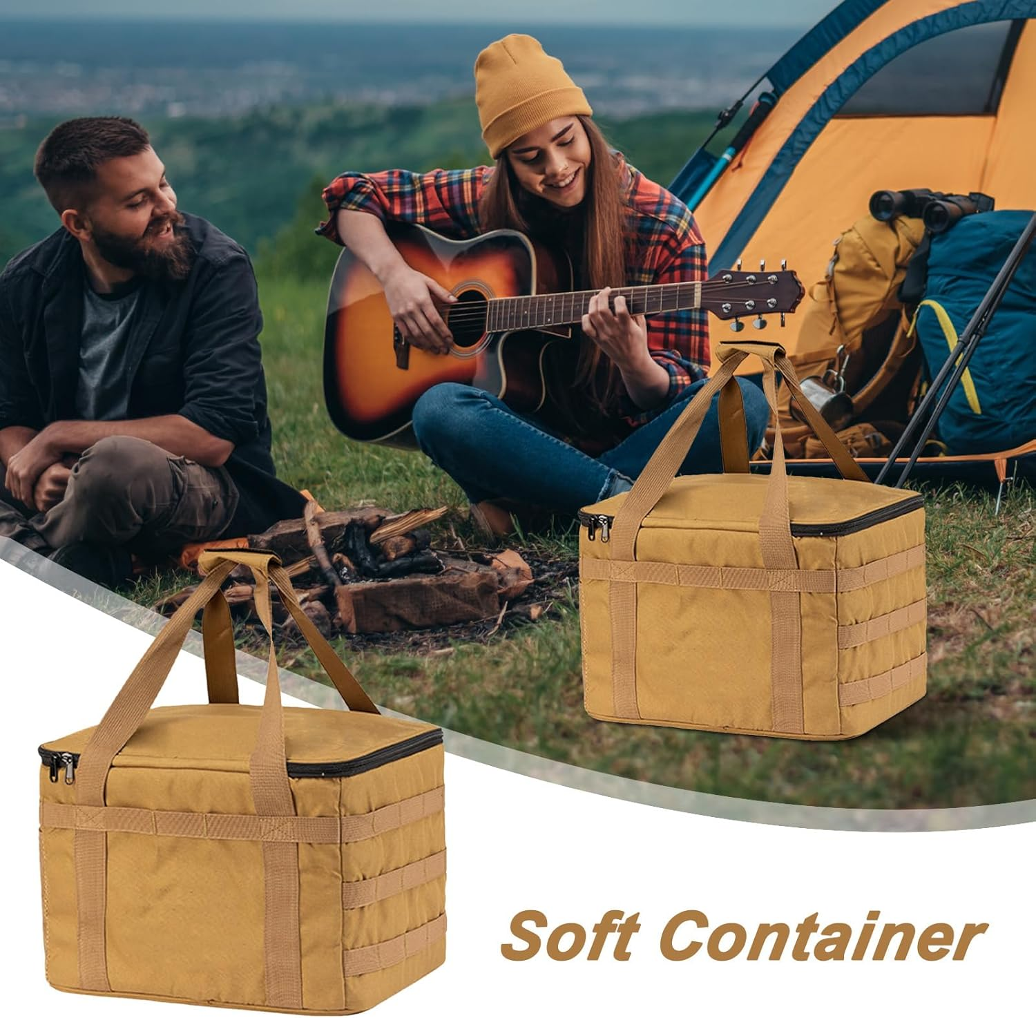 Yanzisura Camping Tote - Camping Storage Box - 20L Heavy-Duty Waterproof Container Cube Organizer Bin Ergonomic for Dorm College Travel Hiking Kayak image number 5