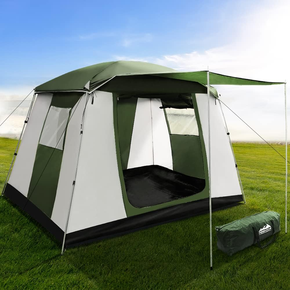 Weisshorn Camping Tent, 6 Person Easy Setup Family Dome Tents Outdoor Travel Hiking Beach Trip, Portable Shelter Sun Protection Water Resistance Green White image number 2