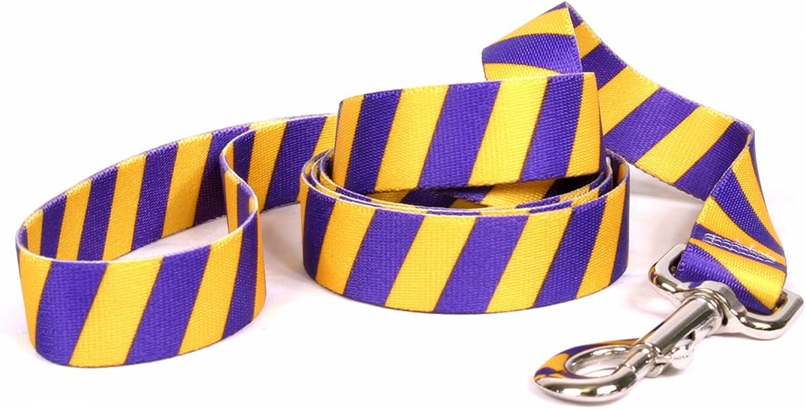 Yellow Dog Design Team Spirit Gold and Purple Coupler Dog Leash-Size Large-1" Wide and 12 to 20" Long