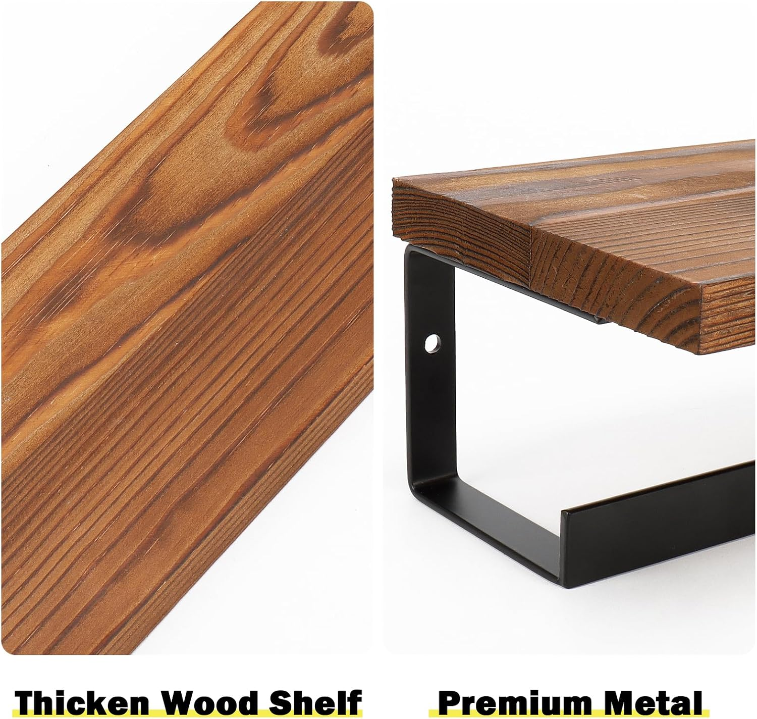 Winmien Hand Towel Holder/Towel Ring with Wooden Shelf, Premium Metal Hand Towel Rack, Hand Towel Hanger for Bathroom, Bathroom Accessories Wall Mounted (Matte Black, 9 Inch) image number 4