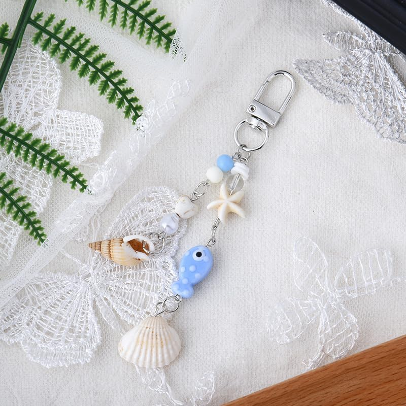 Ocean Keychain for Beach Bag Charms for Backpack Seashell Purse Charms for Wallet Handbags Ocean Theme Keychains for Girls Women Beach Tote Bag Sea Shell Phone Charm Cute Starfish Pearl Camera Charm image number 5
