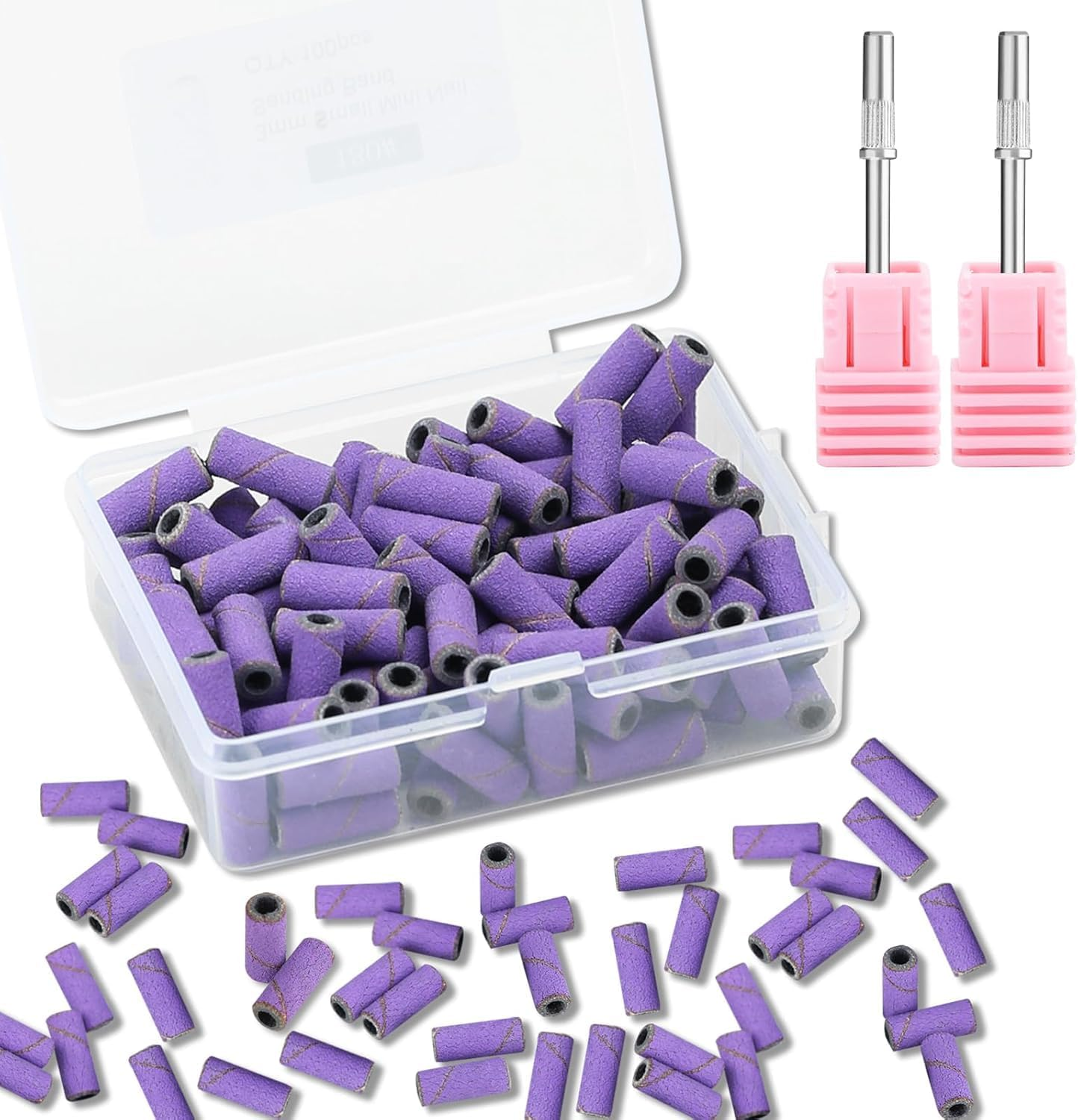 Mini Sanding Bands for Nail Drill &ndash; 100 Pcs 240 Grit Professional Small Sanding Bands with 2Pcs 3Mm Small Stainless Steel Mandrel Bit Set, 240 Grit, Perfect for Manicures and Pedicures