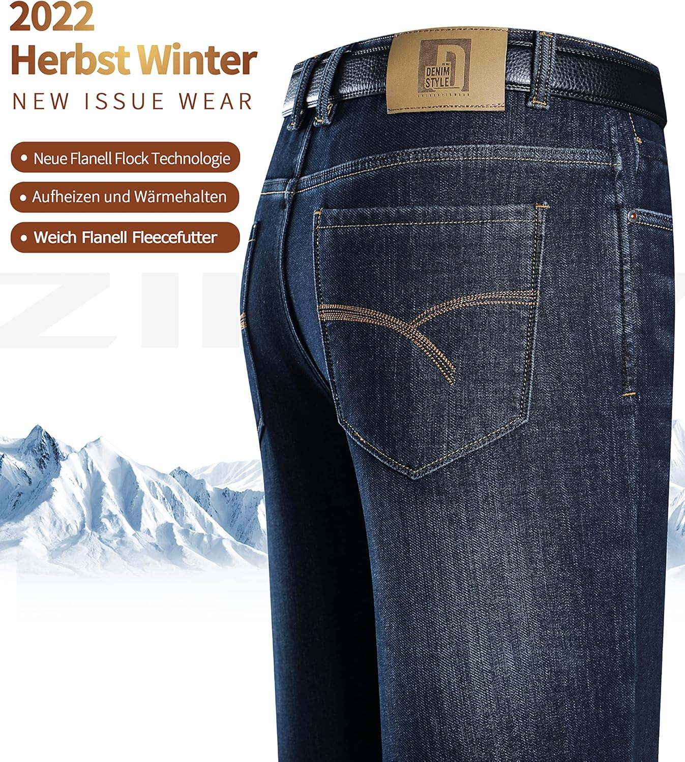 Ziilay Men'S Winter Jeans, Trousers, Winter Trousers, Thermal Jeans, Warm Lined with Fleece, Winter Jeans