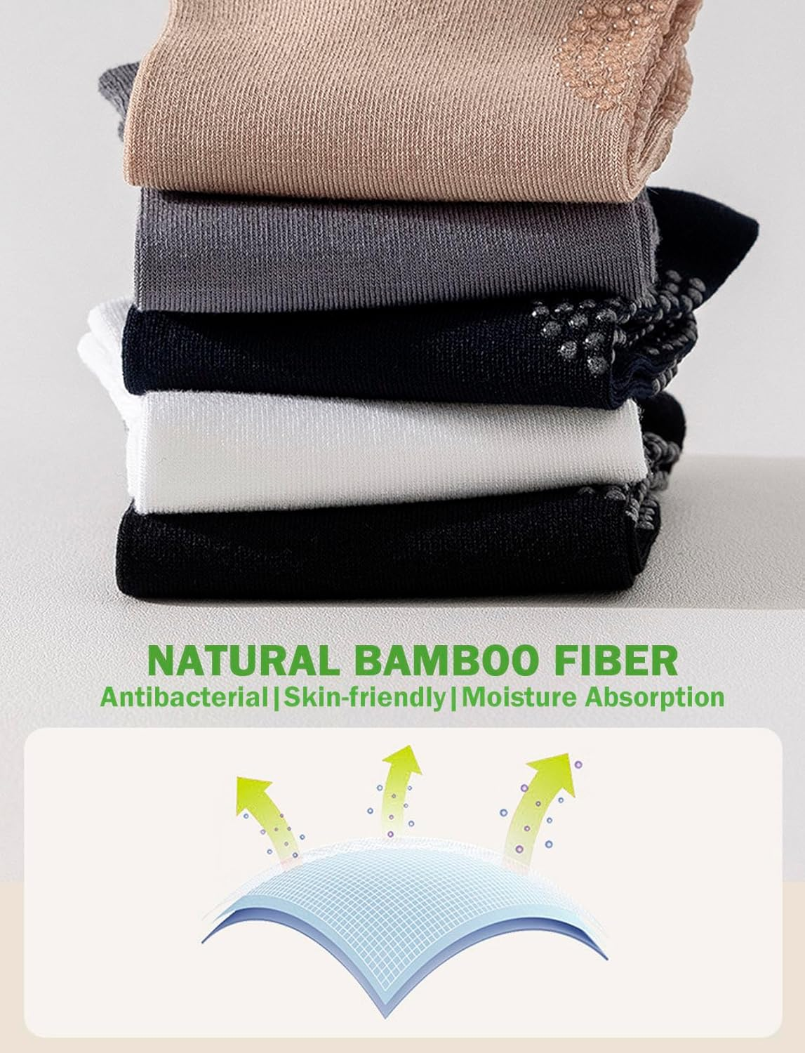 Rolxmed Grip Socks Non Slip Breathable for Pilates Yoga Gym Hospital Floor anti Slip Women and Men (Multi-Packs, Size7-11) image number 3