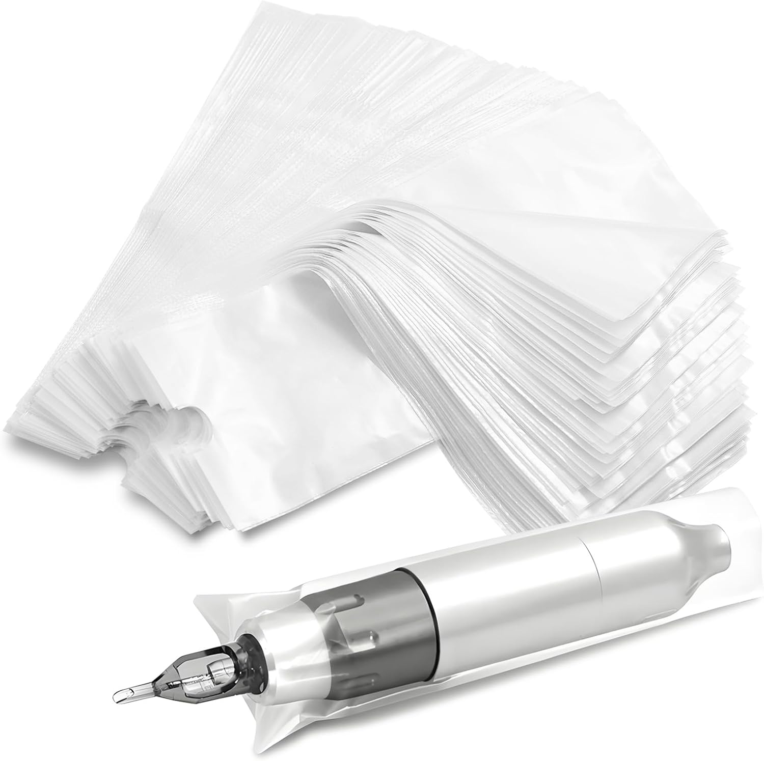 200Pcs Tattoo Machine Covers Clear 7.5X2.7 Inch Tattoo Pen Covers Large Machine Bags Sleeves for Tattoo Machine Accessories, Kits & Supplies