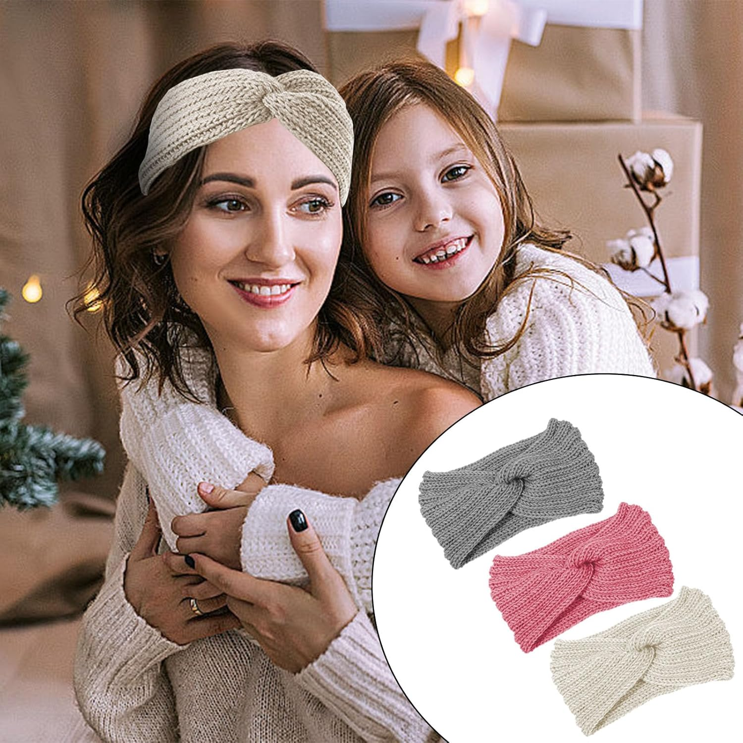 SSKHE Women'S Winter Knit Headband, Warm Winter Versatile Headband, Elastic Knitted Hairband, Pack of 3 image number 5
