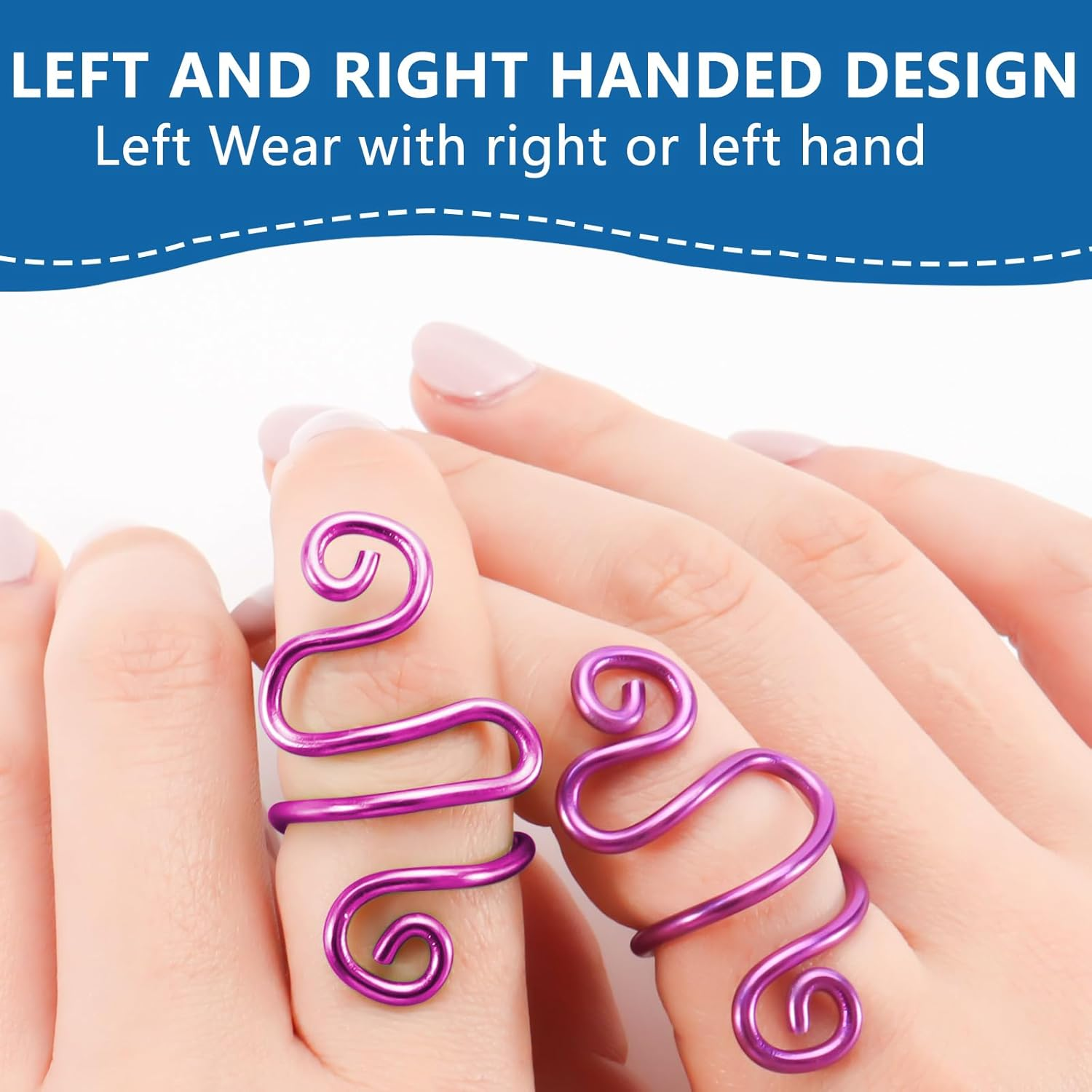 2Pcs Crochet Tension Rings for Crocheting, Adjustable Crochet Yarn Tension Ring, Crocheting Ring for Your Finger (Purple) - Purple image number 2