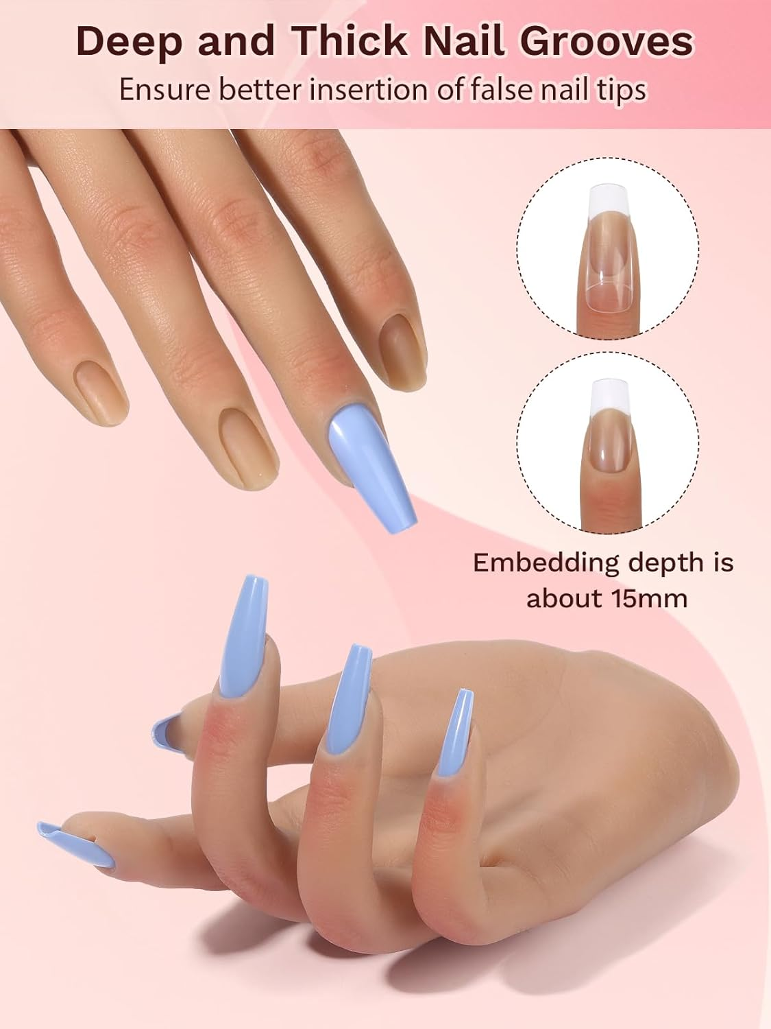 Silicone Practice Hand for Acrylic Nails: Fake Nail Practice Hand - Flexible Nail Training Hand - Nail Hand Practice Model for DIY Nail Art image number 4