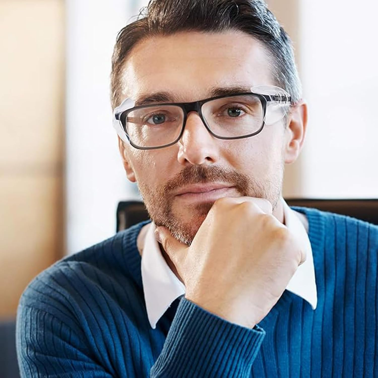 Mizoxy 2 Pairs Safety Eyeglass Side Shields, Slip-On Clear Protection for  Glasses, Fits Small to Medium Eyewear for Added Safety image number 3