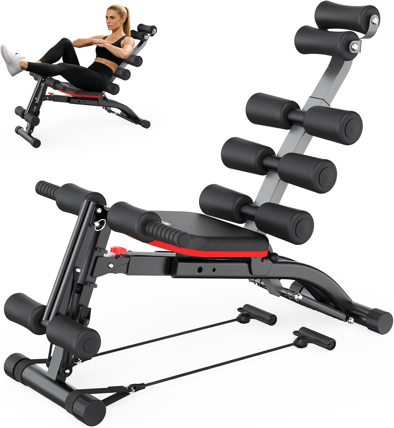 PASYOU Ab Machine Sit up Exercise Equipment with Resistant Bands,Foldable Multi-Functional Adjustable Abdominal Trainer,135Kg Weight Capacity Bench for Home Gym,Full Body Exercise Chair image number 5