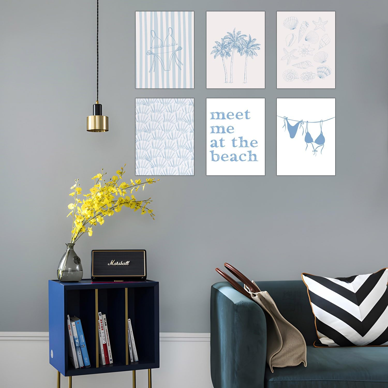 Blue Coastal Beach Wall Art Poster Summer Surf Gallery Canvas Wall, Coastal Cowgirl Aesthetic Room Decor Surf up Prints, Beachy Coastal Wall Art Life Poster Preppy Beach Print Artwork Painting (Poster image number 3