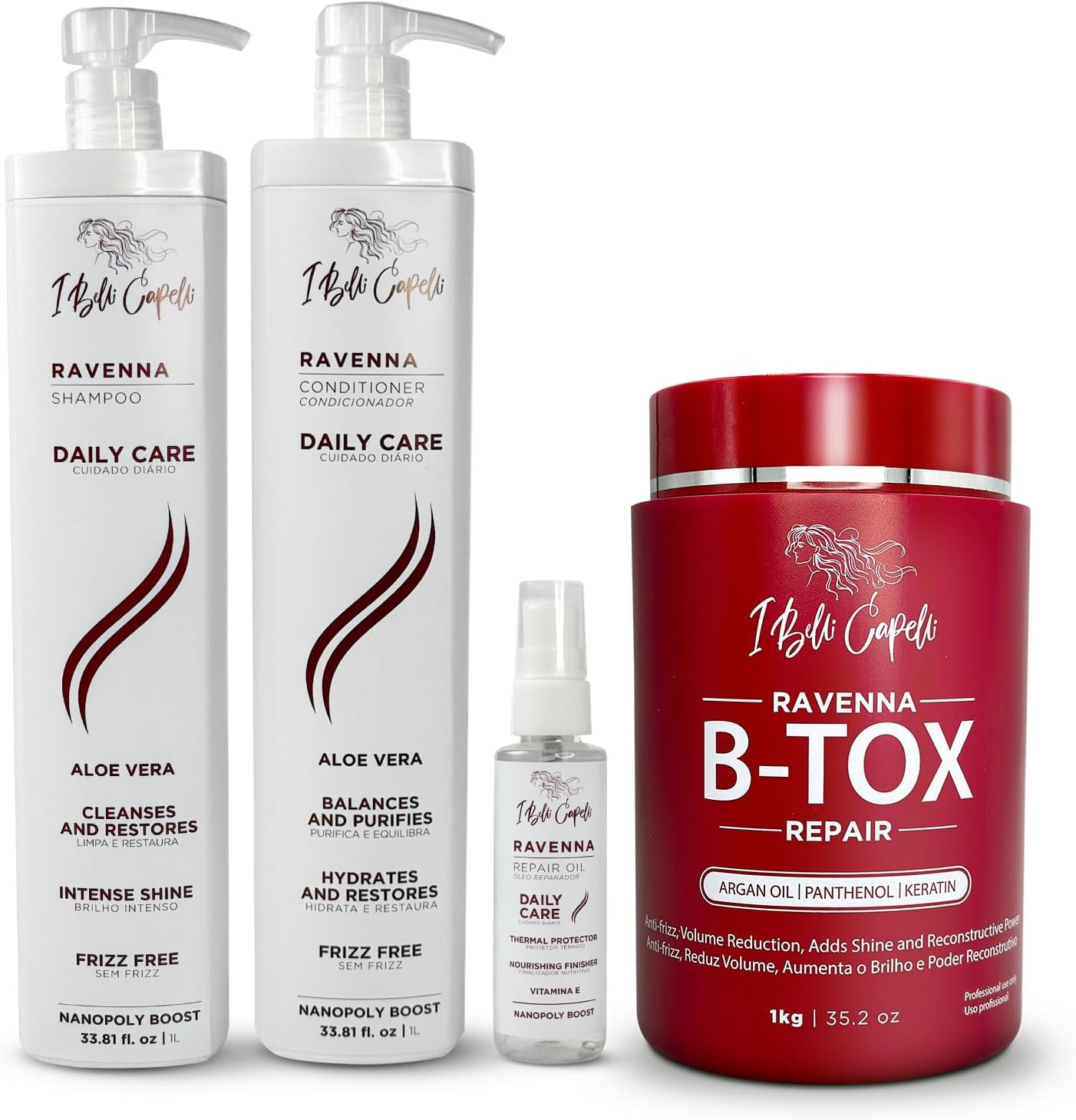 I Belli Capelli Daily Care Kit &ndash; B-Tox Repair, Deep Cleansing Shampoo, Daily Conditioner, and Repair Oil for Intense Hydration, Professional Smoothing, and Radiant Shine image number 6