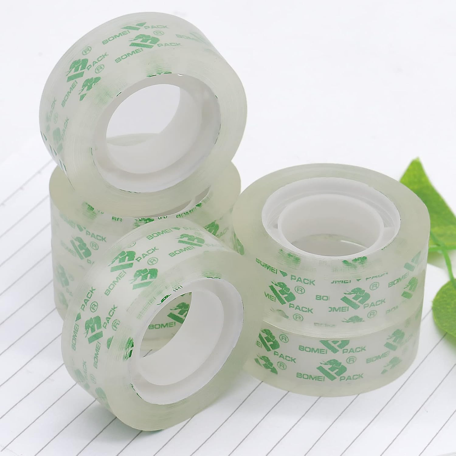 12 Rolls Clear Tape Refills with Desktop Dispenser, 18Mm X 33M, Transparent Tape Ideal for Gift Wrapping,Home,Office,Bomei PACK image number 3
