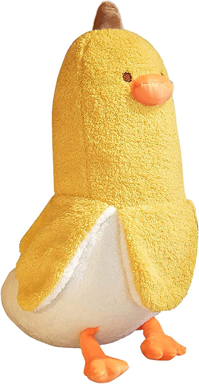 PEACHCAT Banana Duck Plush Toy Cute Plushie Hugging Plush Pillow Duck Stuffed Animal for Girls and Boys White 19.7"