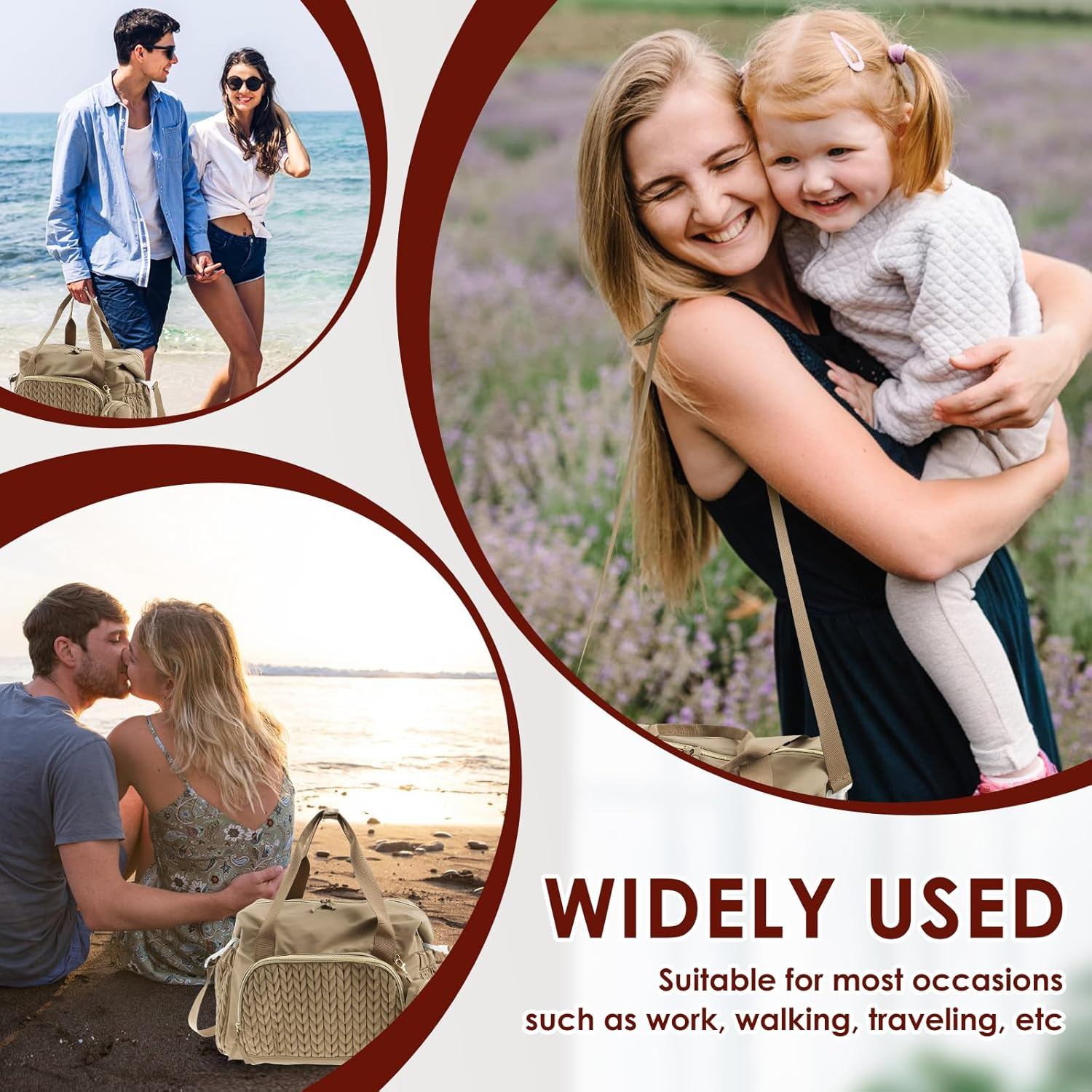 Diaper Bag Tote Sturdy Kids Diapers Bag Versatile Traveling Diaper Bags Portable Baby Bag with Pacifier Case Easy to Clean Mom Hospital Bag image number 2