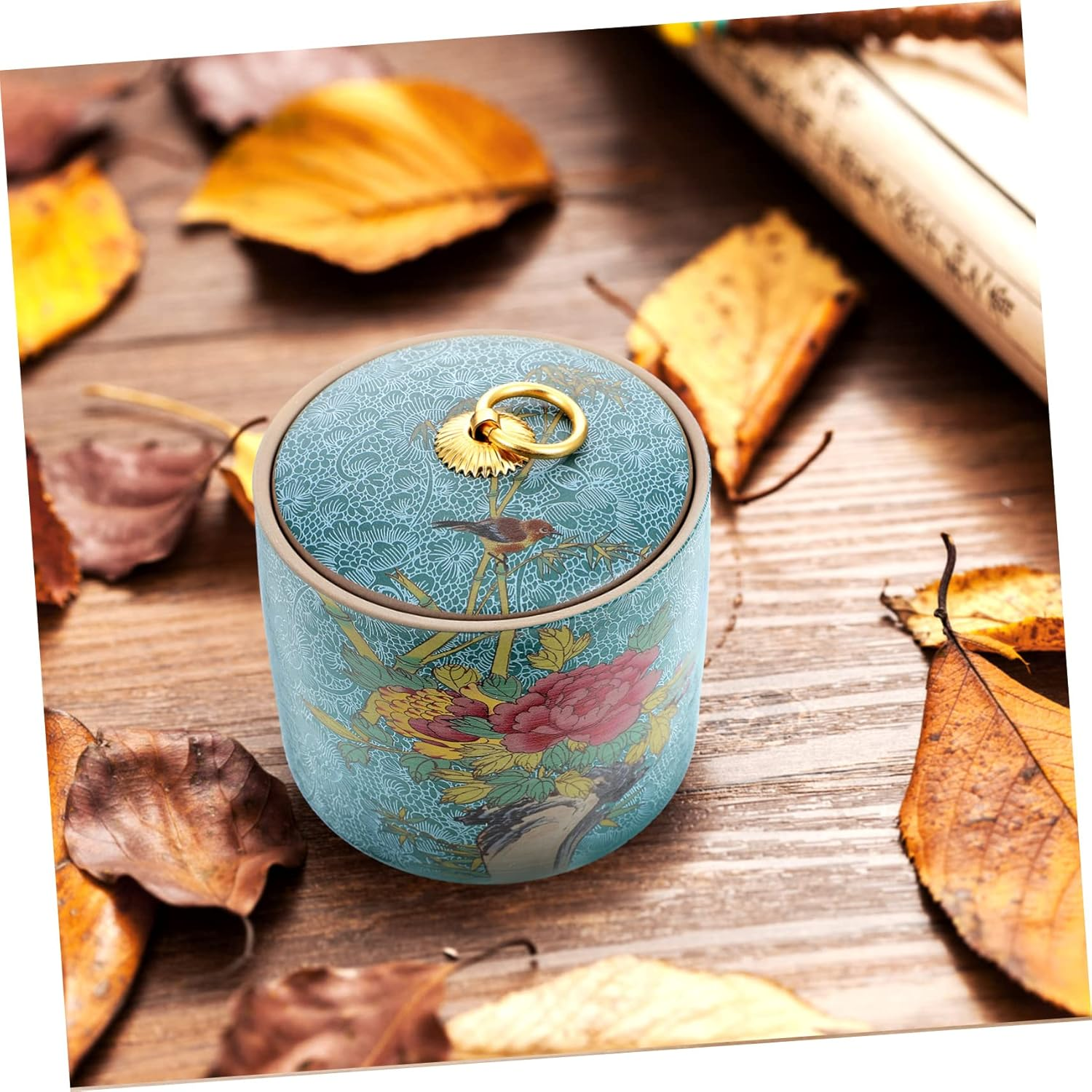 BRIGHTFUFU Chic Sealing Tea Canister Elegant Design for Fresh Storage of Tea and Spices Versatile Food Organizer for Home and Kitchen Use for Beans and Snacks image number 5