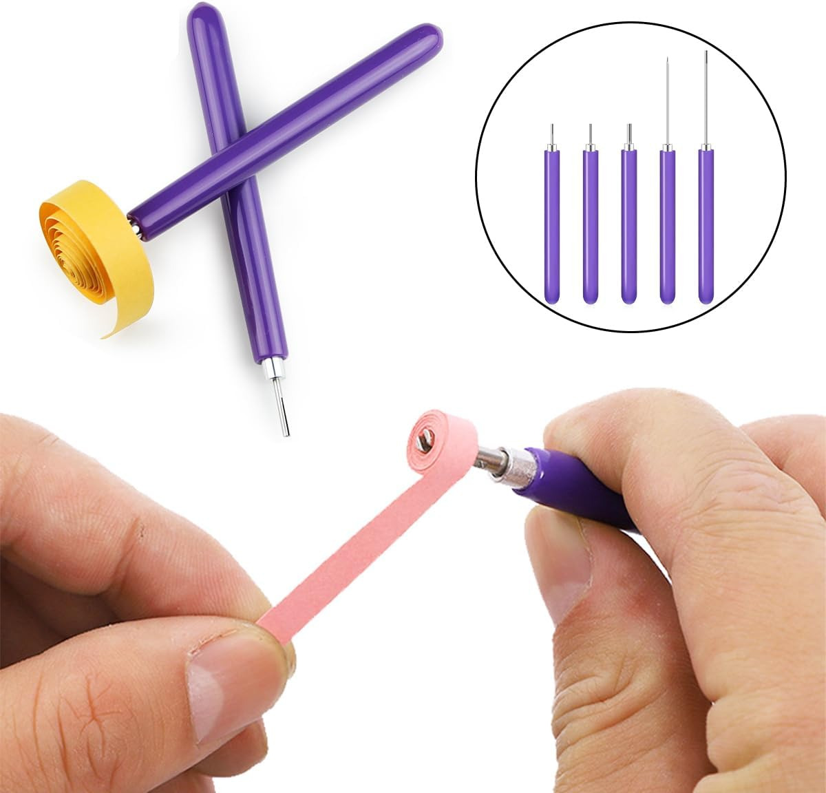 WELANE Paper Quilling Tools Slotted Kit, 5 PCS Paper Craft Quilling Tool Kit for Art Craft, DIY Paper Card Making (5 Kinds) image number 6
