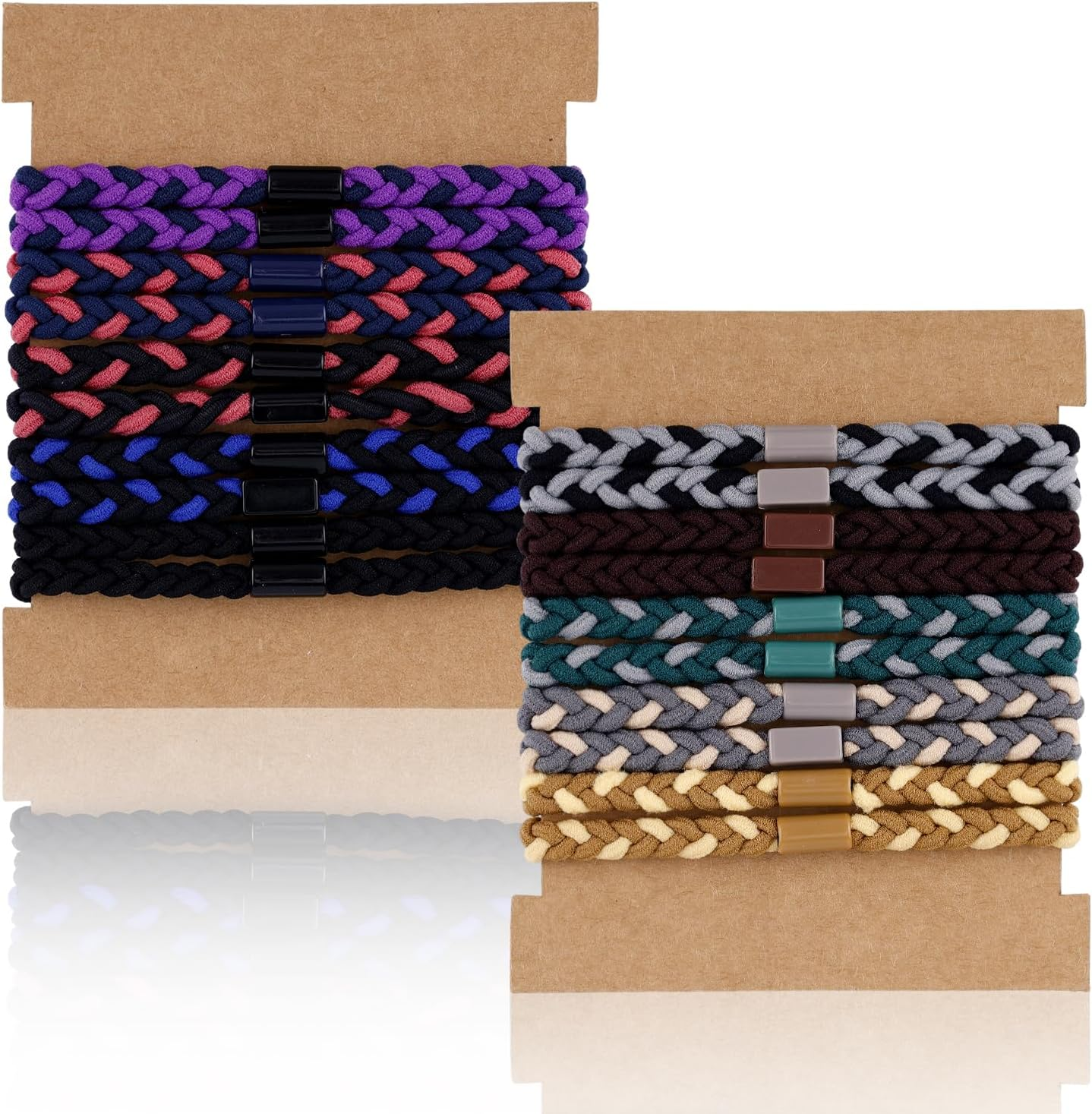 20Pcs Hair Bows for Women Men, Elastic Hair Bands Soft Ponytail Holders for Thick Hair Braided Hair Bows No Damage Pleat Hair Accessories (10 Colors) image number 4