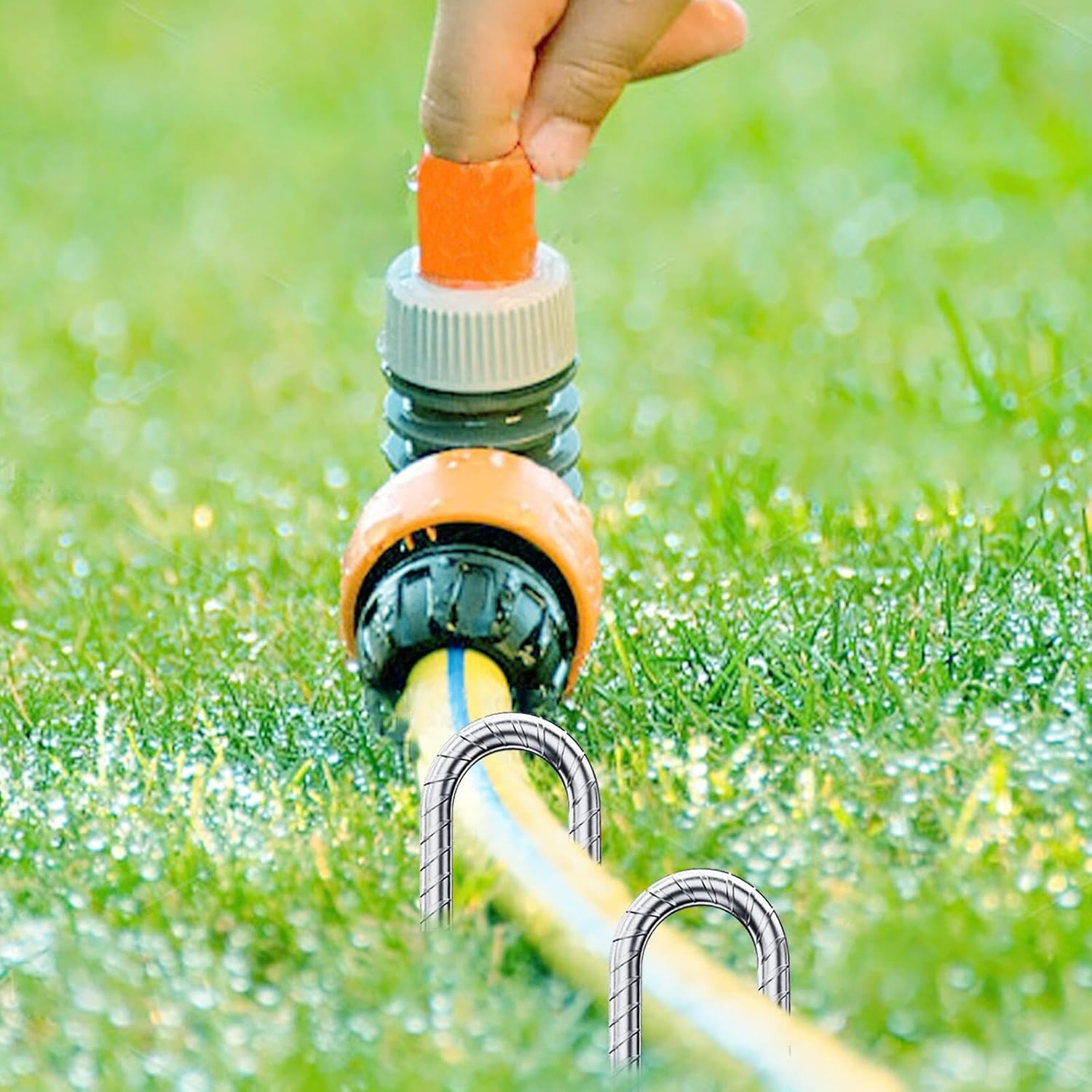 Rebar-Stakes-12-Inch-Galvanized, U Hook Trampoline Stakes 10 Pack Ground Anchors Tent Stakes Heavy Duty for Plants Anti-Rust Landscape Fabric Stakes Artificial Turf image number 3