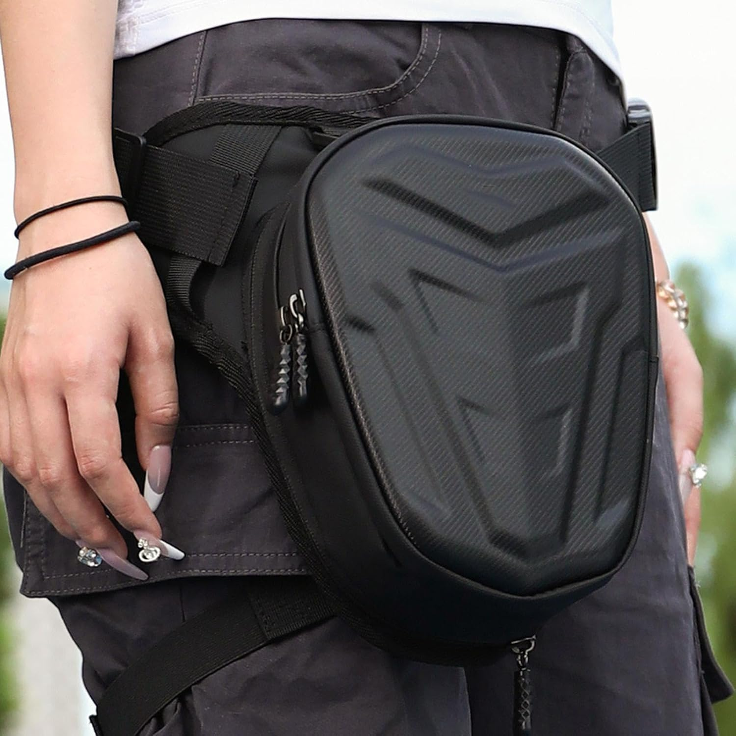 Thigh Bag, Waterproof Hard Shell Leg Bag Motorcycle, Multifunctional Large Capacity Thigh Fanny Pouch, Leg Bag for Men for Cycling Hiking Camping image number 6