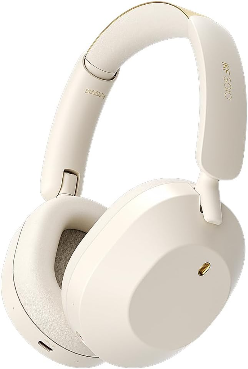 Ikf-Solo Active Noise Cancelling Wireless Headphones over Ear 130H Playtime Bluetooth 5.4 App Control 35Ms Low Latency Hi-Res Audio with Mic Call Noise Cancellation for Gaming Music Read Live (Black)