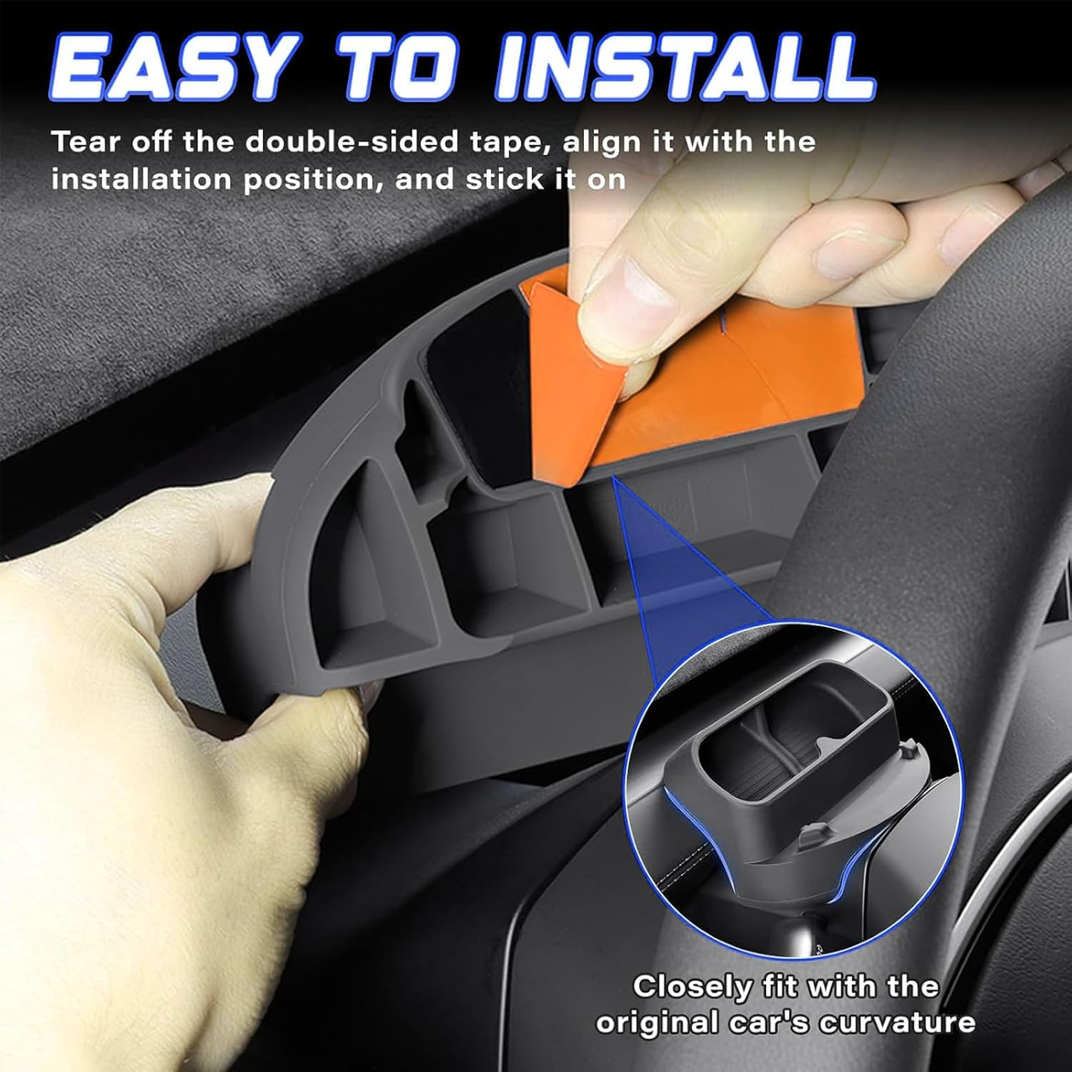 MAEZOE Tesla Model Y Juniper 2025-2026 & Model 3 Highland 2024-2025 Steering Wheel Phone Holder & Glasses Case &ndash; Silicone Storage Box, Anti-Slip Navigation Stand, Organiser for Sunglasses & Keys image number 3