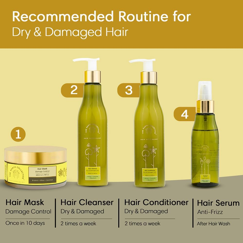 THE EARTH COLLECTIVE Hair Mask for Smoothening Hair | Contains Brahmi, Olive Coconut, Nourishes Damaged Hair, Replenishes, Damage Control | Pak of 200 Ml image number 3