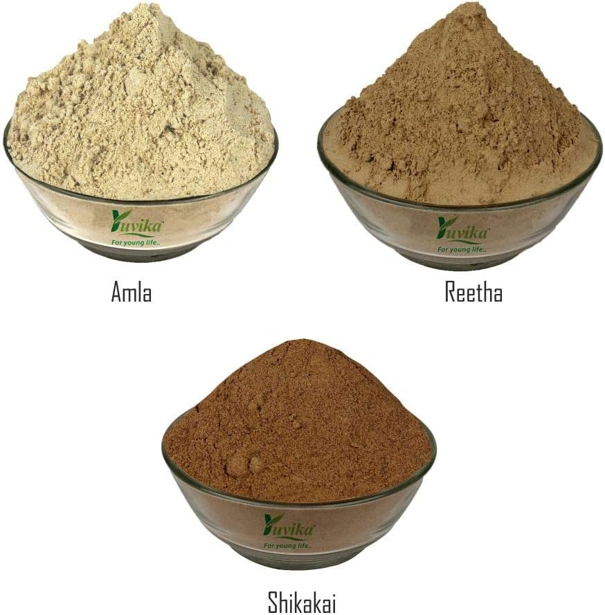 YUVIKA Combo Pack for Hair Care - Awla Powder - Reetha Powder - Shikakai Powder 900 Grams (300 Grams Each) image number 2