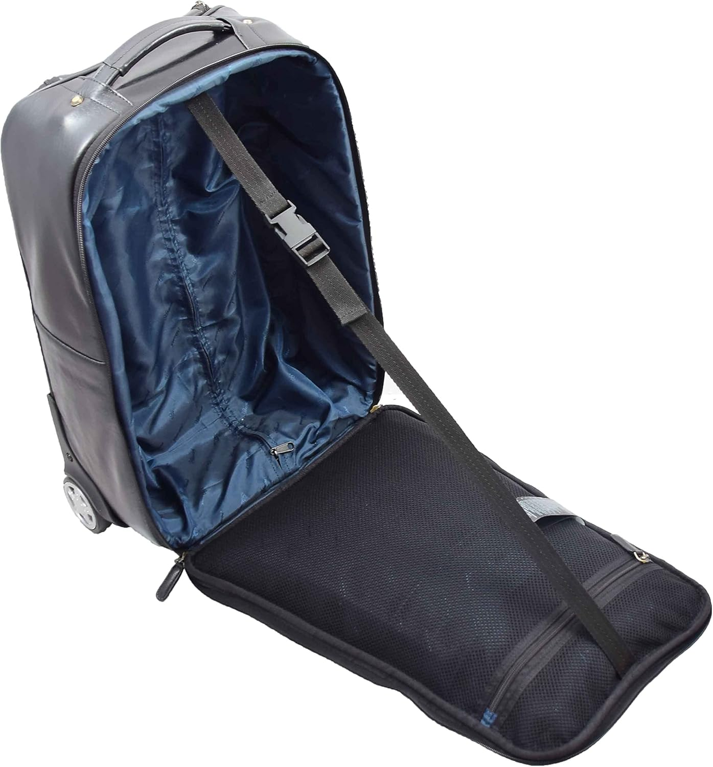 Real Leather Cabin Size Suitcase Wheeled Trolley Carry Case Newton Black, Black, Cabin, Suitcase image number 4