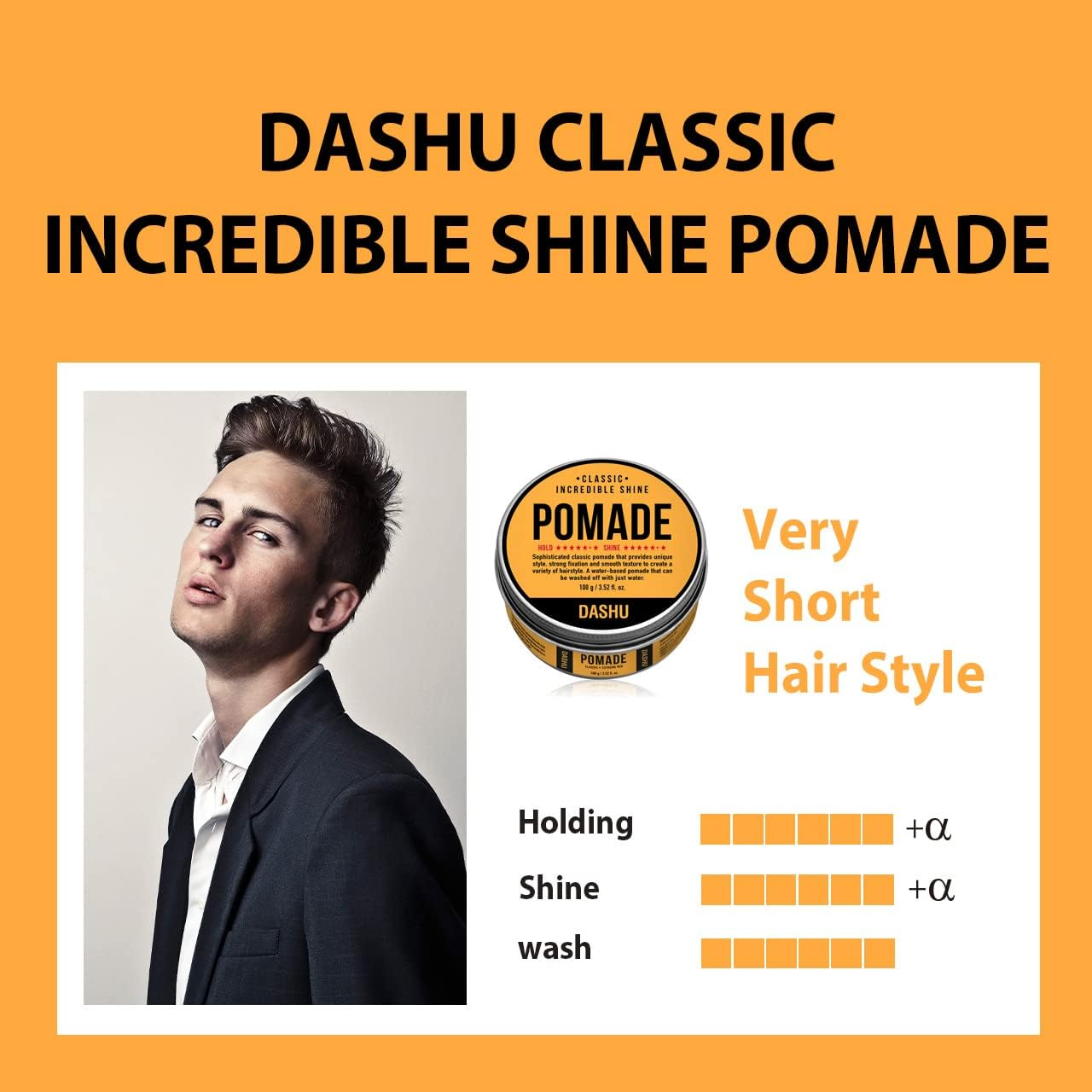 Dashu Classic Incredible Shine Pomade for Men 3.5Oz - Strong Hold & High Shine for Hairstyling image number 2
