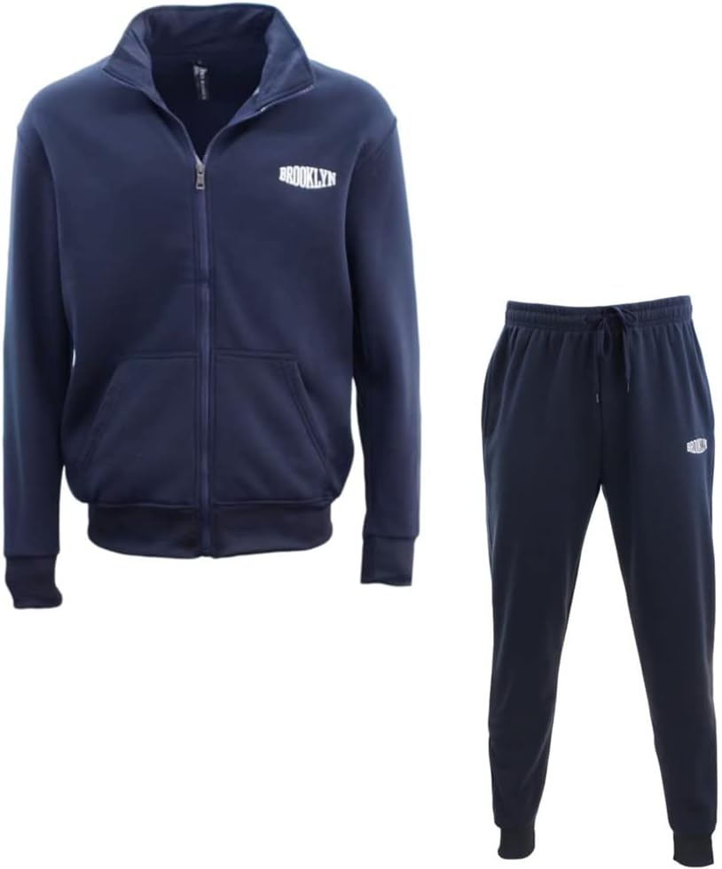 FIL Men'S Fleece Zip up Sweater Track Pants Set Tracksuit Sweatsuit - Brooklyn