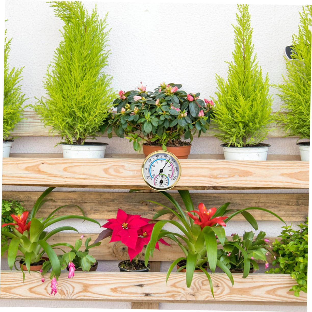 TEHAUX 2Pcs Indoor Outdoor Thermometer and Humidity Gauge for Garden Patio Mini Wall-Mount Temperature Hygrometer Measurement for Home Office Greenhouse Sauna and Workshop Use image number 2