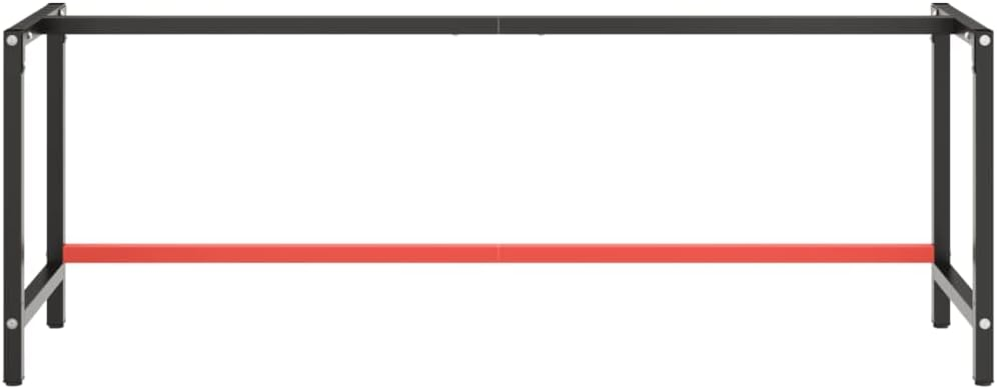 Vidaxl Heavy-Duty Metal Work Bench Frame - Matte Black and Red, Durable Powder-Coated with Reinforced Bar, Easy Assembly, 220X57X79 Cm. image number 3