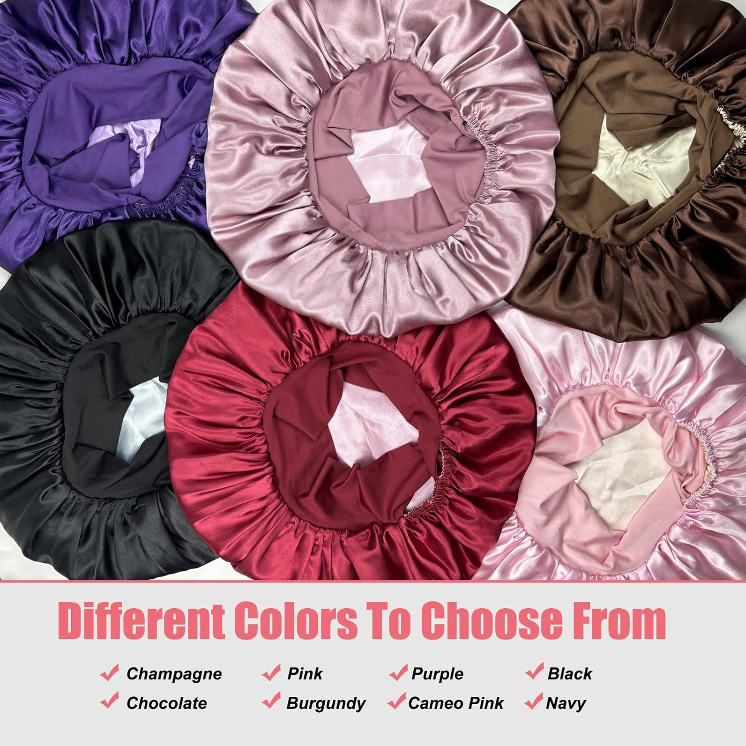 Luxelouise Satin Bonnet for Sleeping Silk Hair Bonnet for Sleeping Women Double Layer Silk Hair Wrap Sleep Bonet Satin Bonnets for Curly Hair and Braids (Cameo Pink) image number 5