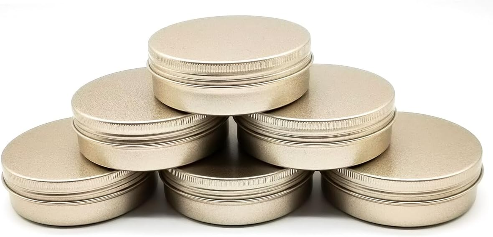 Wopanxye Aluminum Tin Cans, 6Pcs 100Ml/3Oz Metal round Storage Tin, 100Gram Makeup Sample Container, Empty Travel Tins for Candle, Salve, Cosmetics, Face Cream, Lip Gloss Balm, Paints, Tea, Matte-Gold image number 2