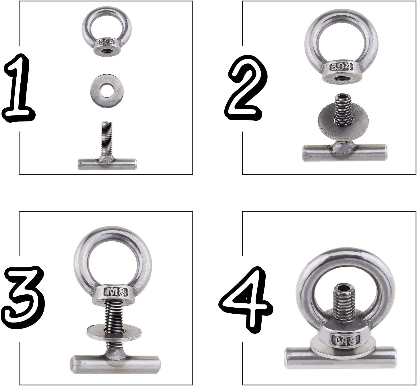 SING F LTD 4X Locking Rail Eyelet Nut Set, Load Securing Lashing Eye for Transporter Fasteners - Compatible with VW T5 T6 image number 2