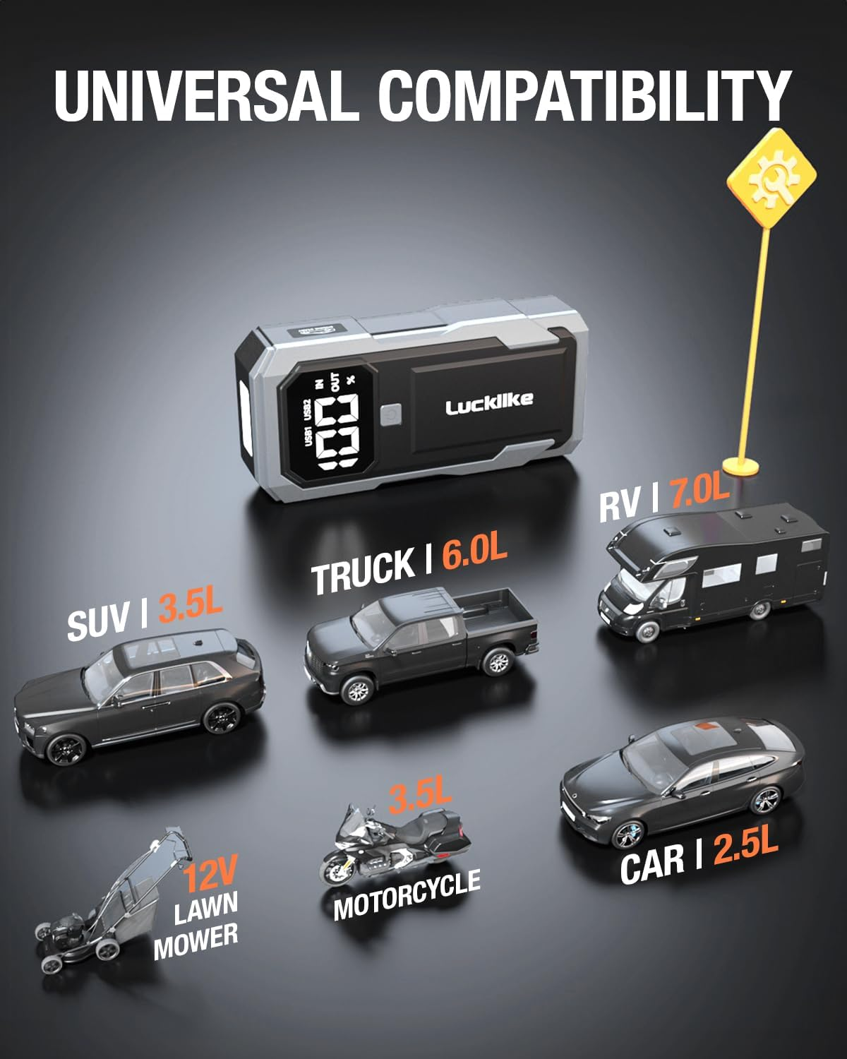 Lucklike Car Jump Starter, Portable Car Jump Starter, Car Battery Charger Jump Starter, Jump Starter for Car, Portable Jump Starter for Car, 3000A Car Jump Starter for 8.0L Gas/7.0L Diesel (Silver) image number 4