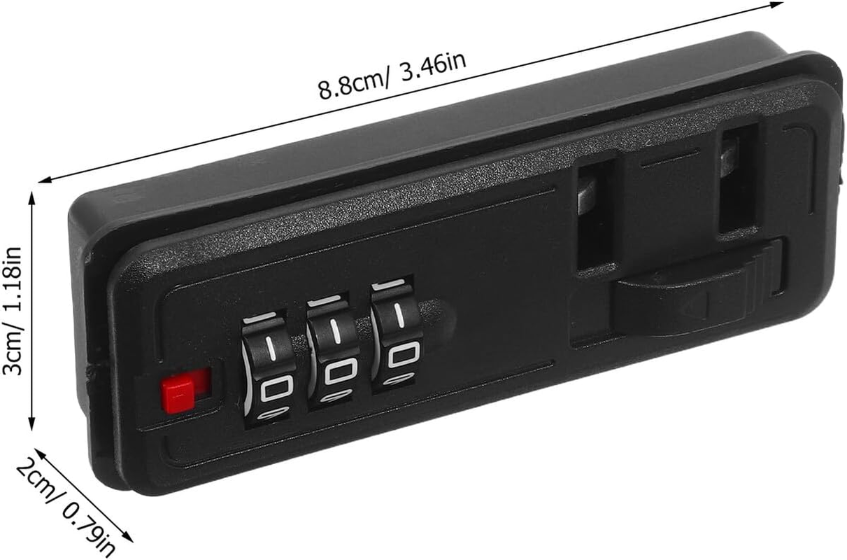 WESIEVYA Universal 3-Digit Combination Luggage Lock for Suitcases and Tool Boxes, Flush Mount Self-Setting Zipper Lock for Travel Case Security