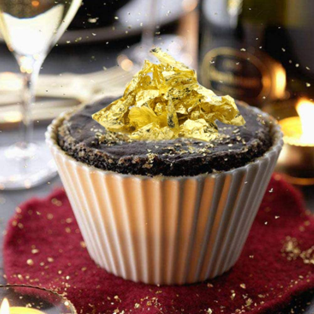 Gold Leaf Flakes, 10G Edible Gold Leaf Gold Foil Decor, Gold Foil Flakes, Decorative Gold Foil Paper for Food Dessert Decoration, Jewelry Making, DIY Crafts image number 3