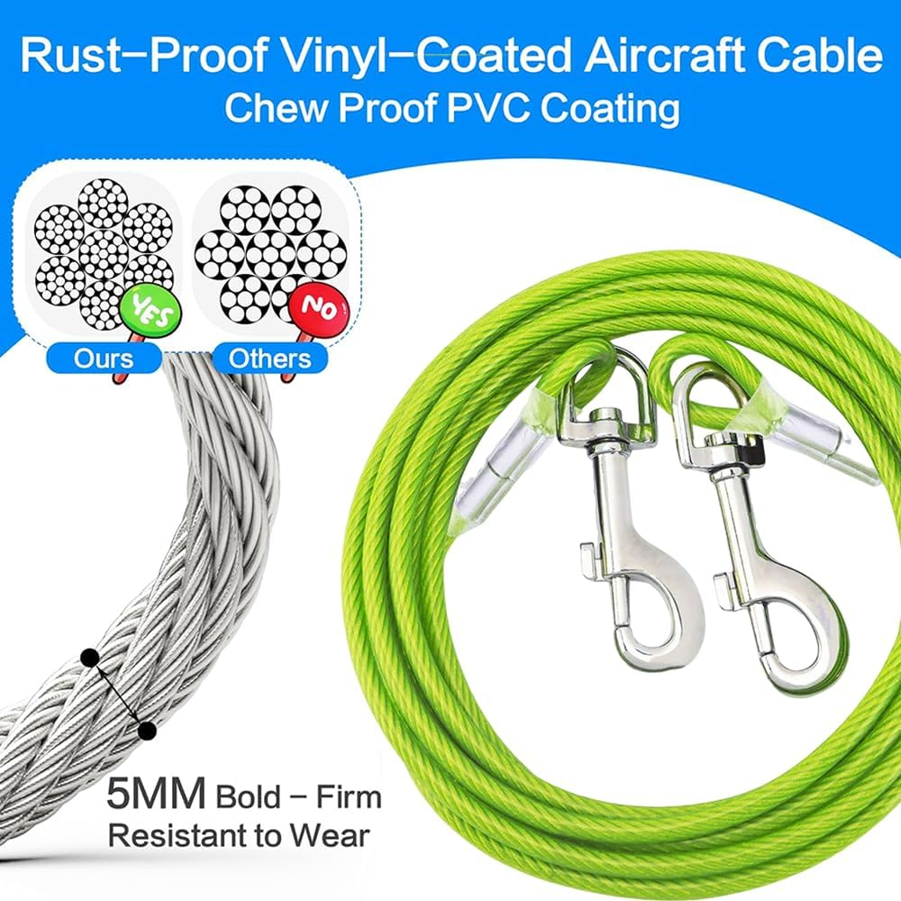 Tie Out Cable for Dogs | Long Dog Leash for Yard and Camping - Heavy Duty Dog Lead for Large Dogs up to 250 Lbs | Yard Lead for Dog Training image number 4