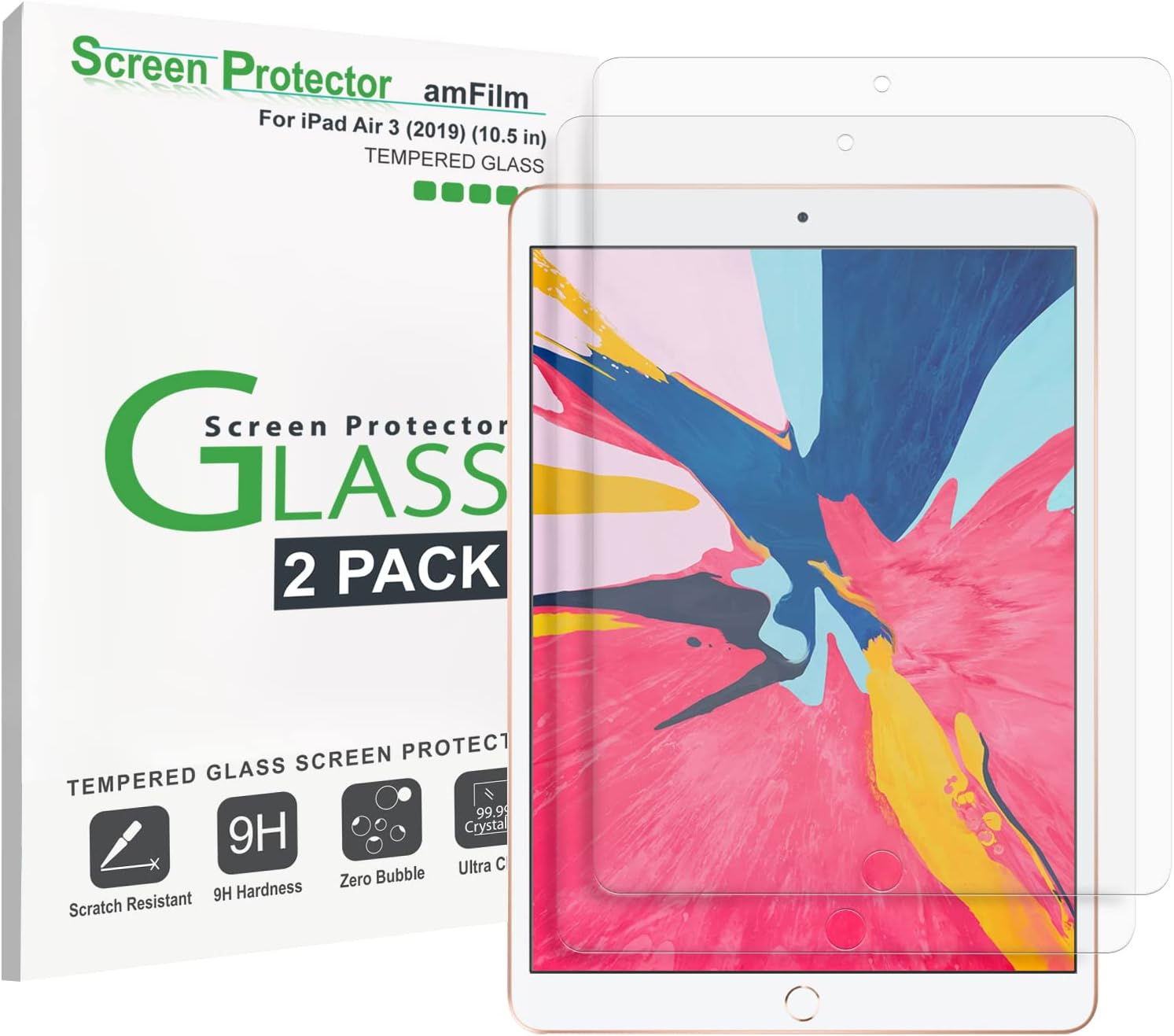 Amfilm Glass Screen Protector for Ipad 9.7 6Th Gen, 5Th Gen, Ipad Pro 9.7, Ipad Air, Air 2, Tempered Glass, Apple Pencil Compatible image number 1