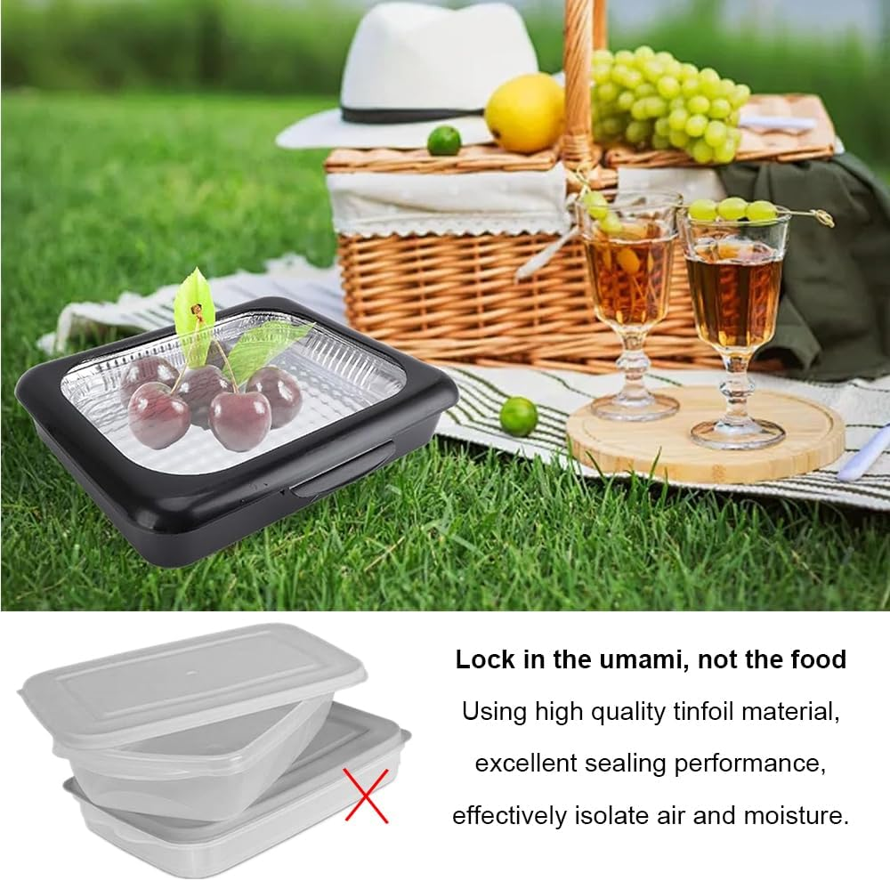 Foil Tray Holder Set, Serving Tray for Food, Dual Design with Removable Lid, Insulated Food Carrier, Stackable, Lightweight, Portable for Traveling, Picnic, Party, Camping image number 5