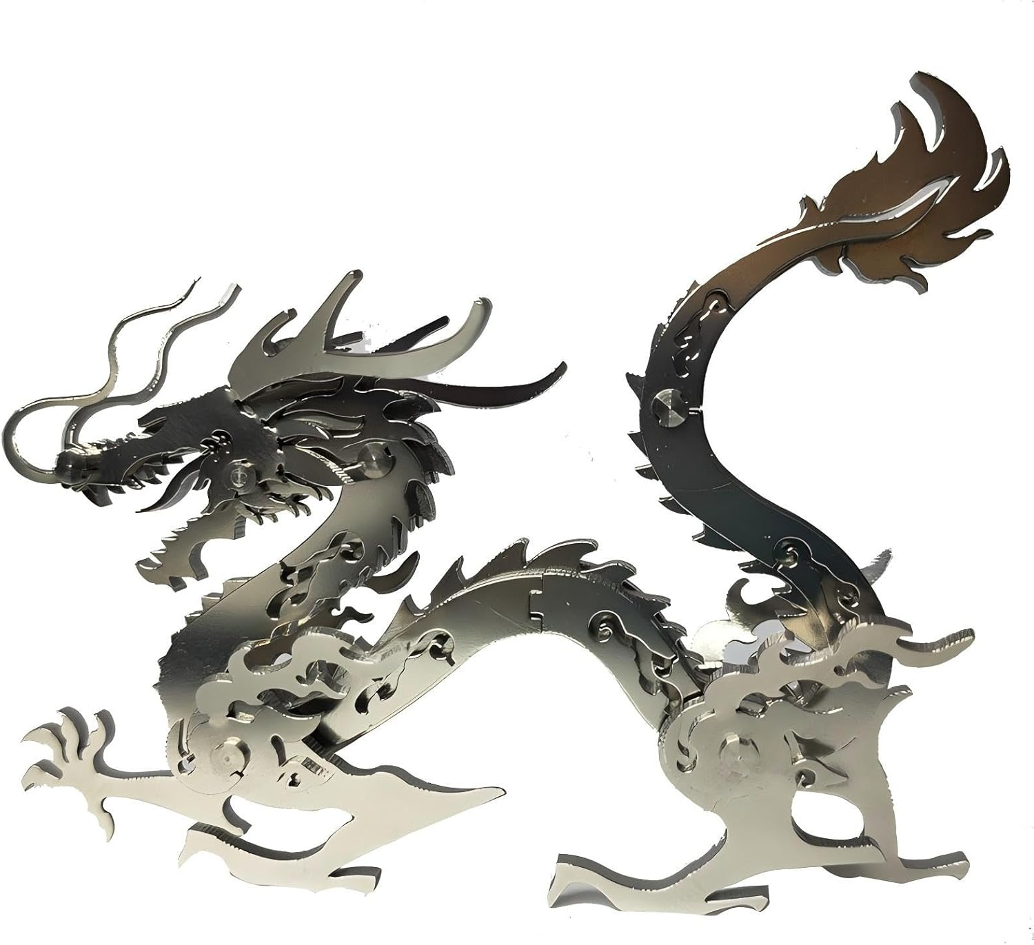 Chinese Dragon 3D Stereoscopic Metal Jigsaw Handmade Assembly Model Ornament.