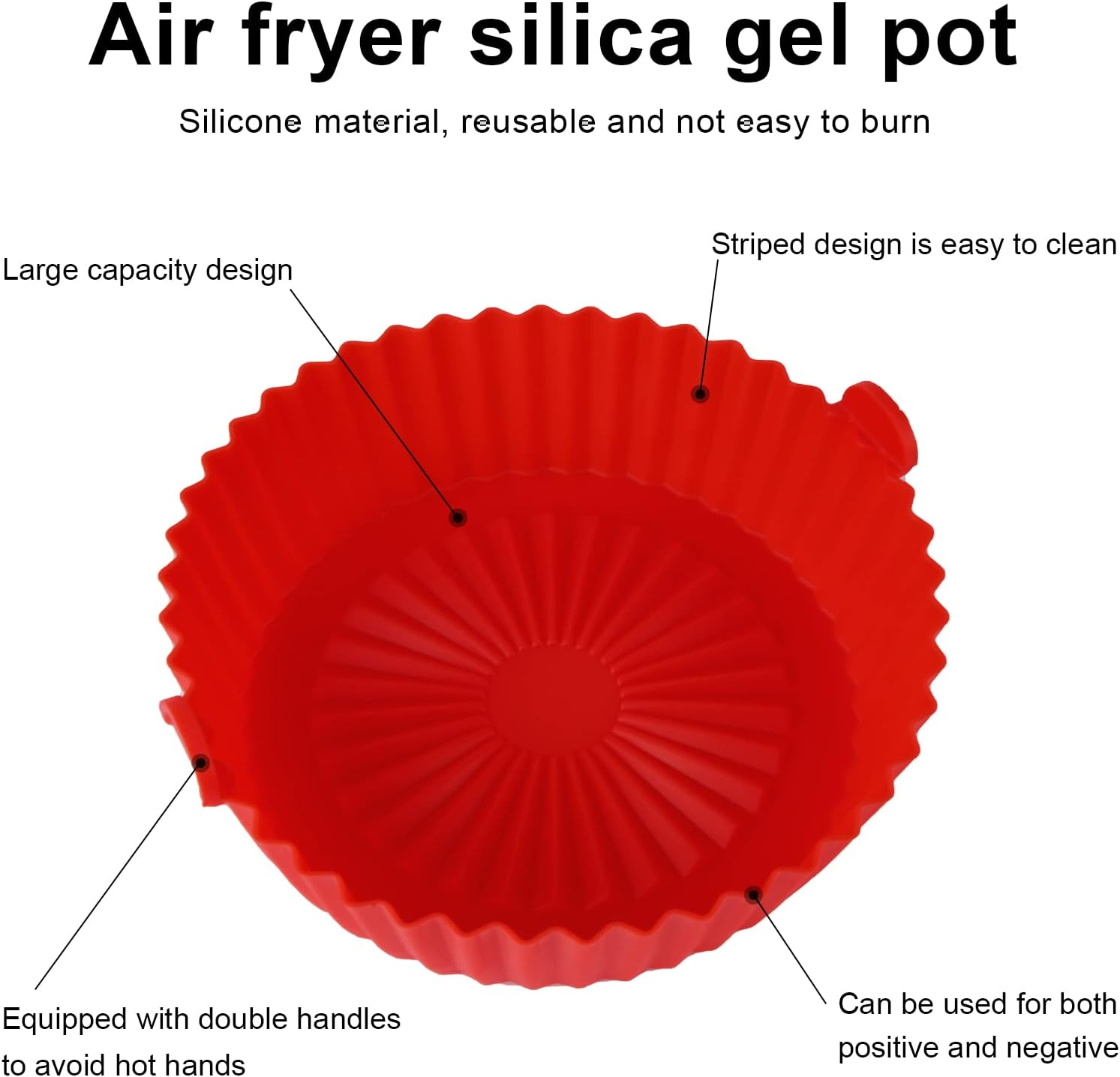 LUTER 2Pcs Air Fryer Silicone Pot round Liners, 5.7Inch Diameter Air Fryer Basket Liners Air Fryer Oven Baking Accessories with 2 Colors (Red, Blue) image number 4