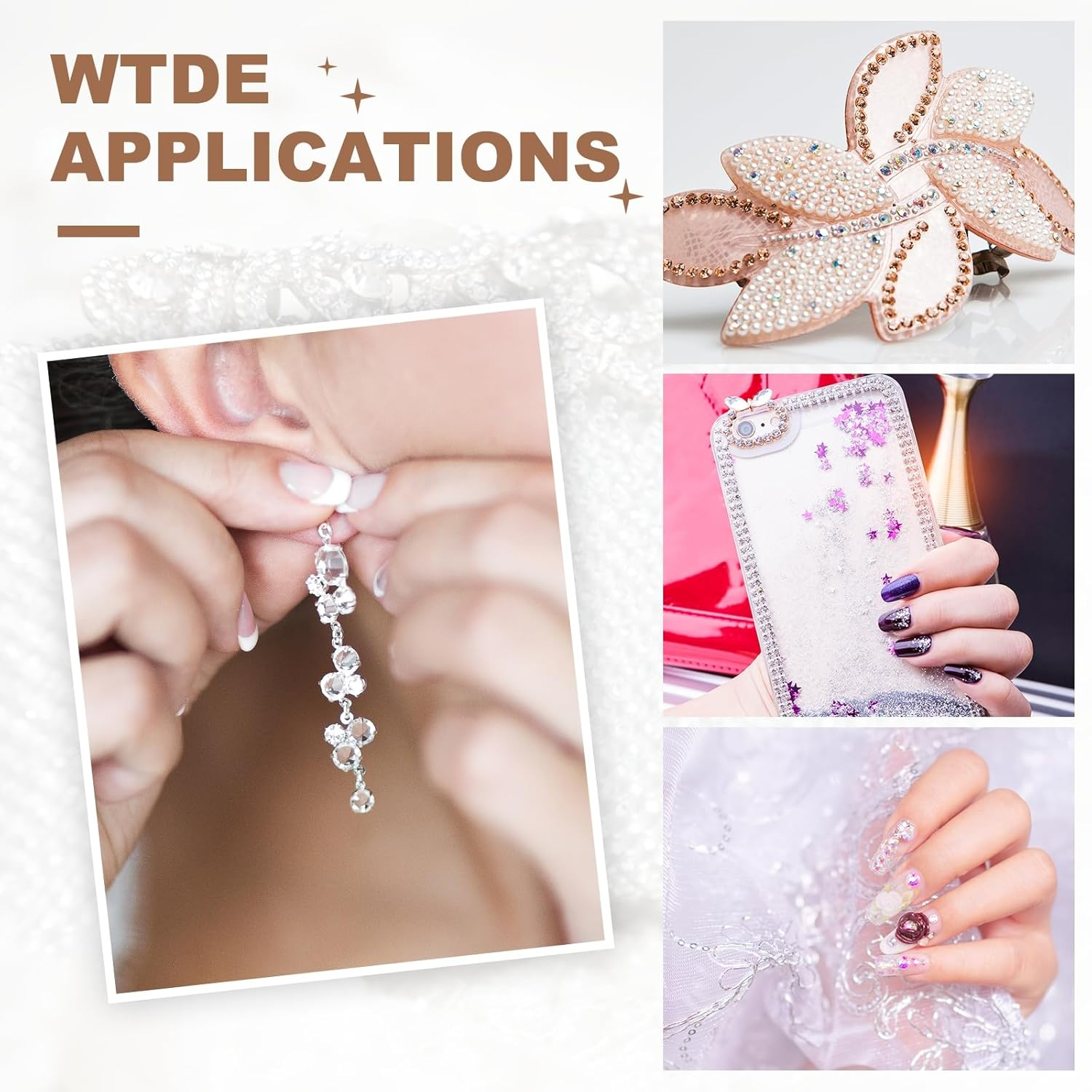 Uxcell Pointed Back Rhinestones, 50 Pcs 8Mm round Glass Rhinestone Faceted Crystal Cabochon Gems for Nail Arts Crafts, Jewelry Making, Phone Case, Cloth Decoration (Mixed Colors) image number 5