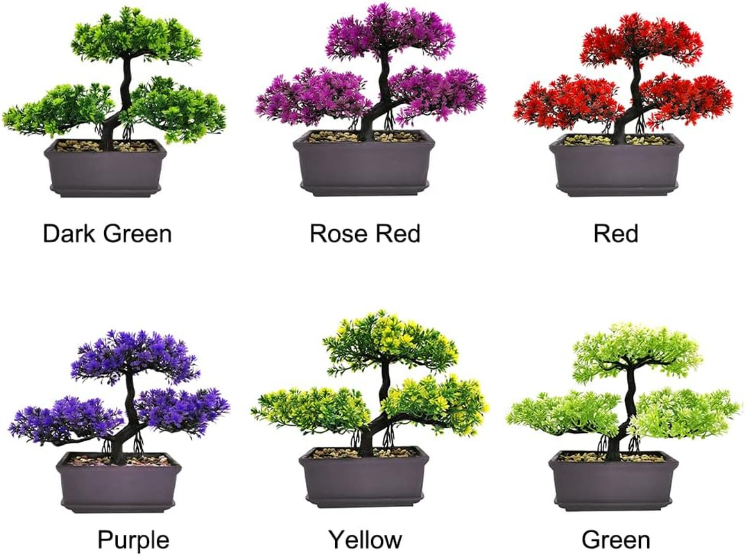 Artificial Bonsai Tree Potted Faux Pine Bonsai Simulation Zen Garden Fake Plant Bonsais Tree for Farmhouse Home Office Showcase Indoor D&eacute;cor Desktop Display(Color:Red) image number 5