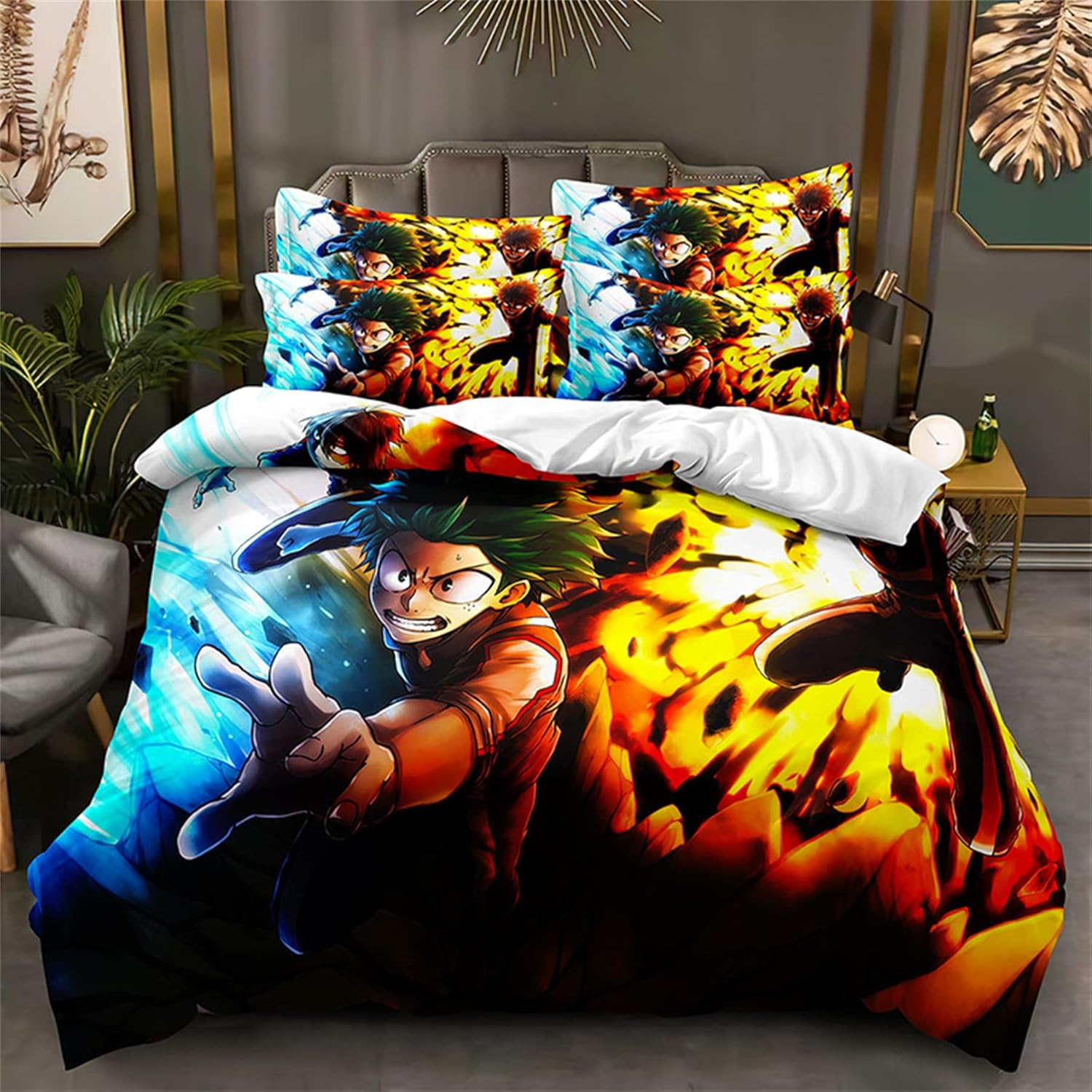 3 Pieces Cartoon Bedding Set All Season Duvet Cover Sets Queen Size Comfy Soft Comforter Cover with Zipper Closure